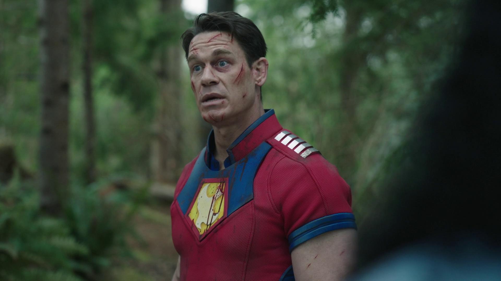 Peacemaker (John Cena) encounters a vision of his father Auggie (Robert Patrick) in Peacemaker Season 1 Episode 8 "It's Cow or Never" (2021), Warner Bros. Entertainment via HBO Max