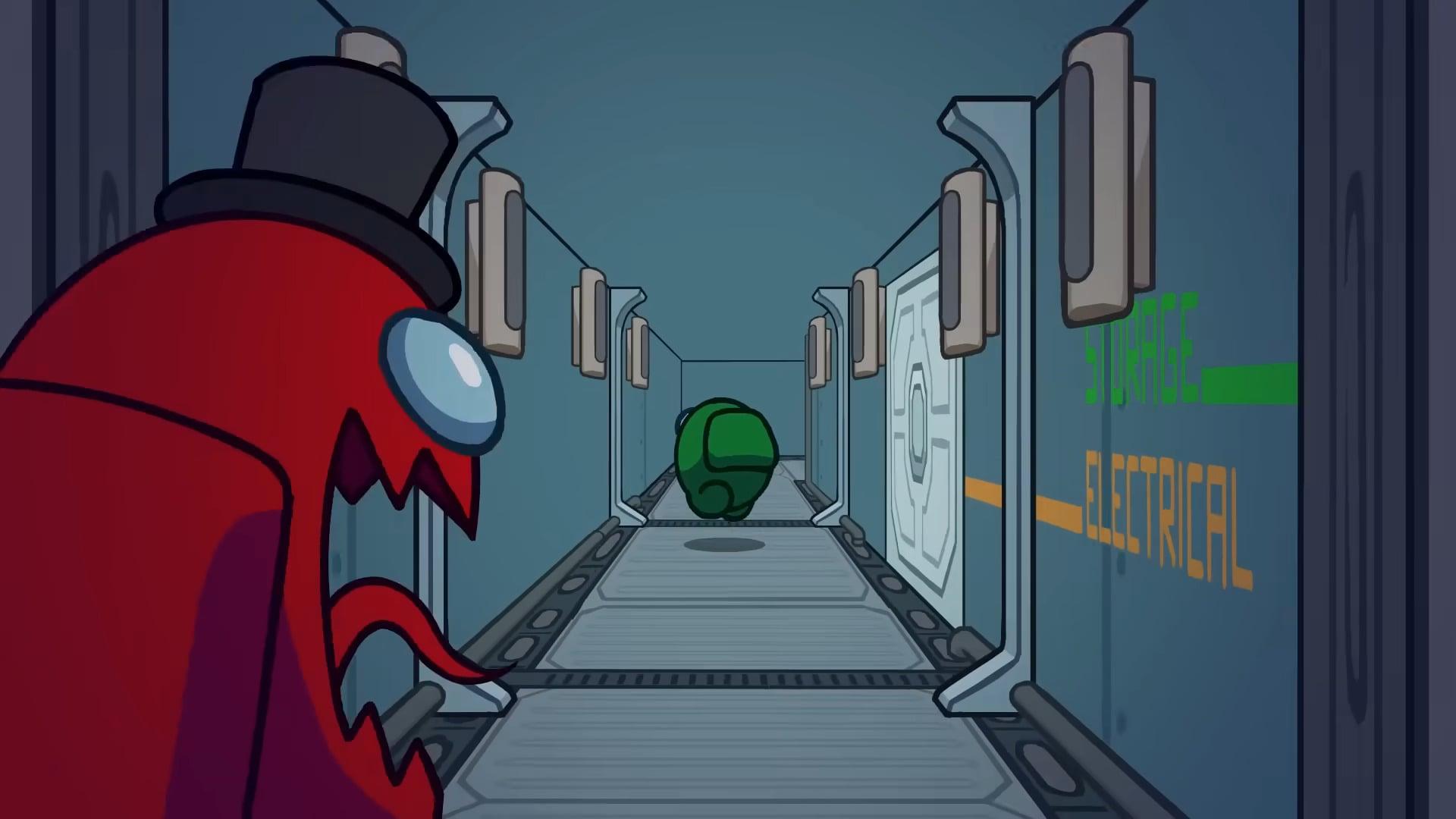 An imposter chases down the ship's last surviving crewmate in Among Us (2018), Innersloth