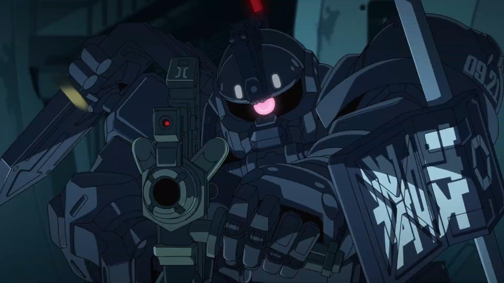 A Police Zaku takes aim in Mobile Suit Gundam: GQuuuuuuX (2025), Sunrise