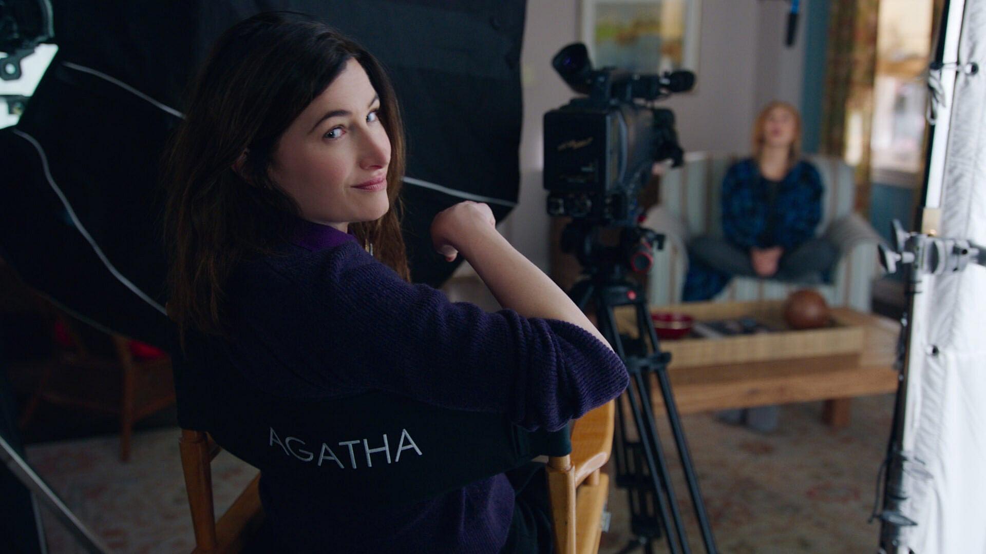 Kathryn Hahn as Agatha Harkness and Elizabeth Olsen as Wanda Maximoff in WandaVision
