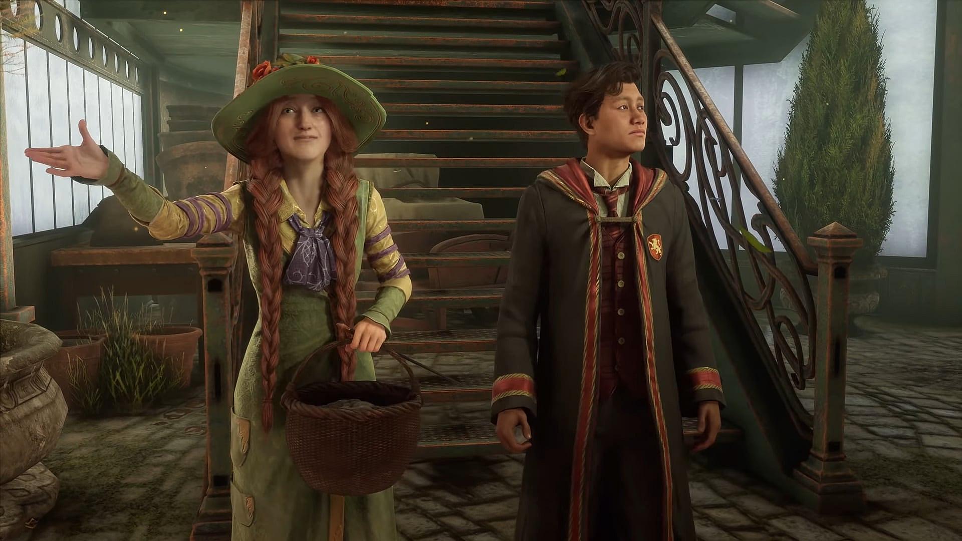 Professor Mirabel Garlick shows greenhouse in Hogwarts Legacy (2022)