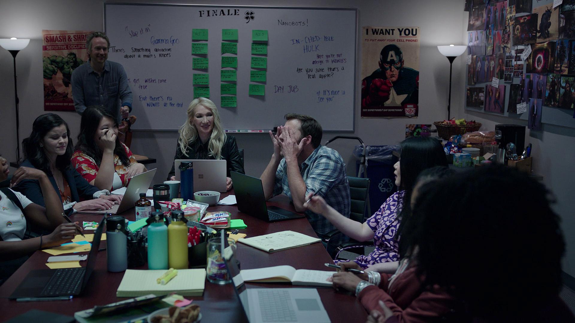 She-Hulk (Tatiana Maslany) visits the series' writer room in She-Hulk: Attorney at Law Season 1