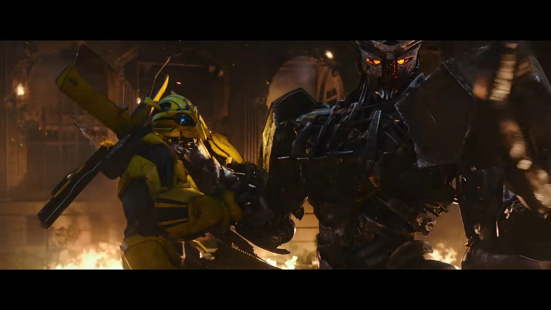 Scourge (Peter Dinklage) controls Bumblebee's fate in Transformers: Rise of the Beasts (2023)