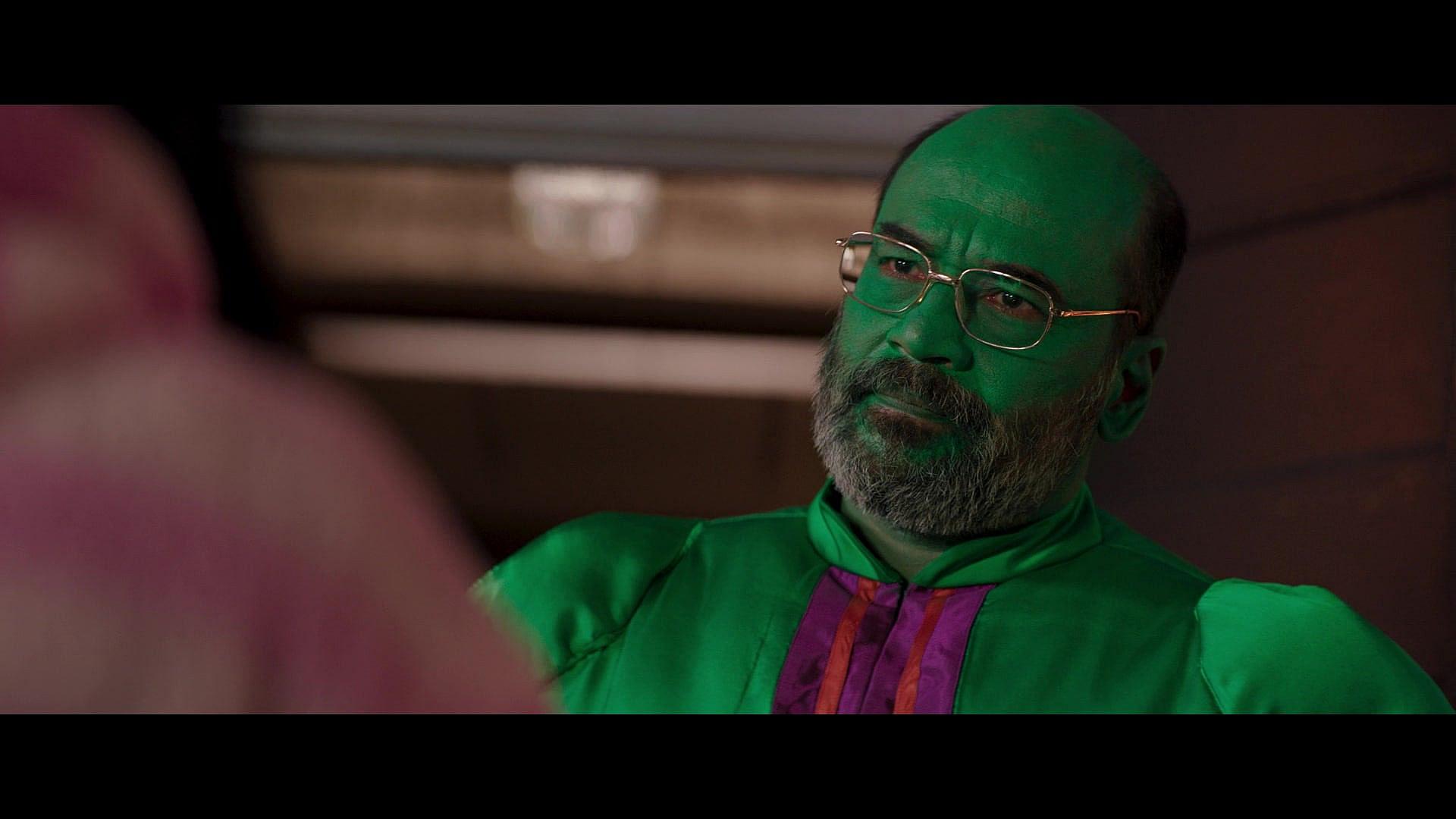 Muneeba Khan (Zenobia Shroff) unimpressed with Yusuf's Hulk cosplay in Ms. Marvel S1E1 (2022)