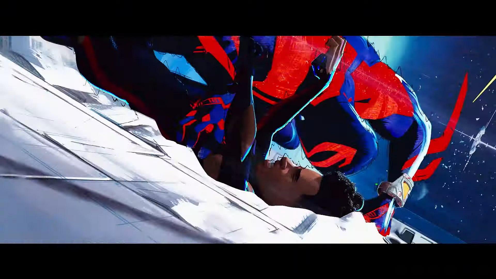 Spider-Man 2099 takes down Miles Morales in Spider-Man: Across the Spider-Verse (2023), Sony