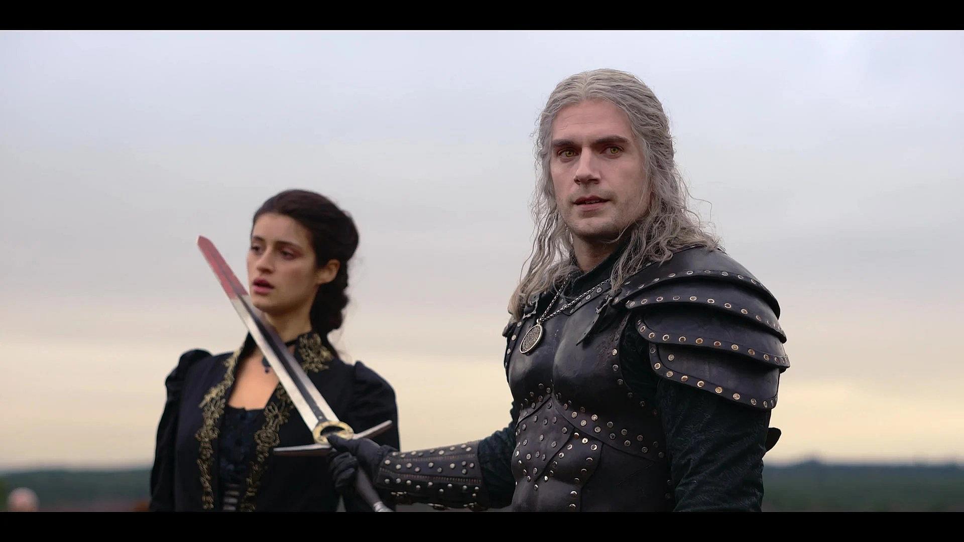 Geralt (Henry Cavill) is unhappy with Yennefer's (Anya Chalotra) stubborn nature in The Witcher