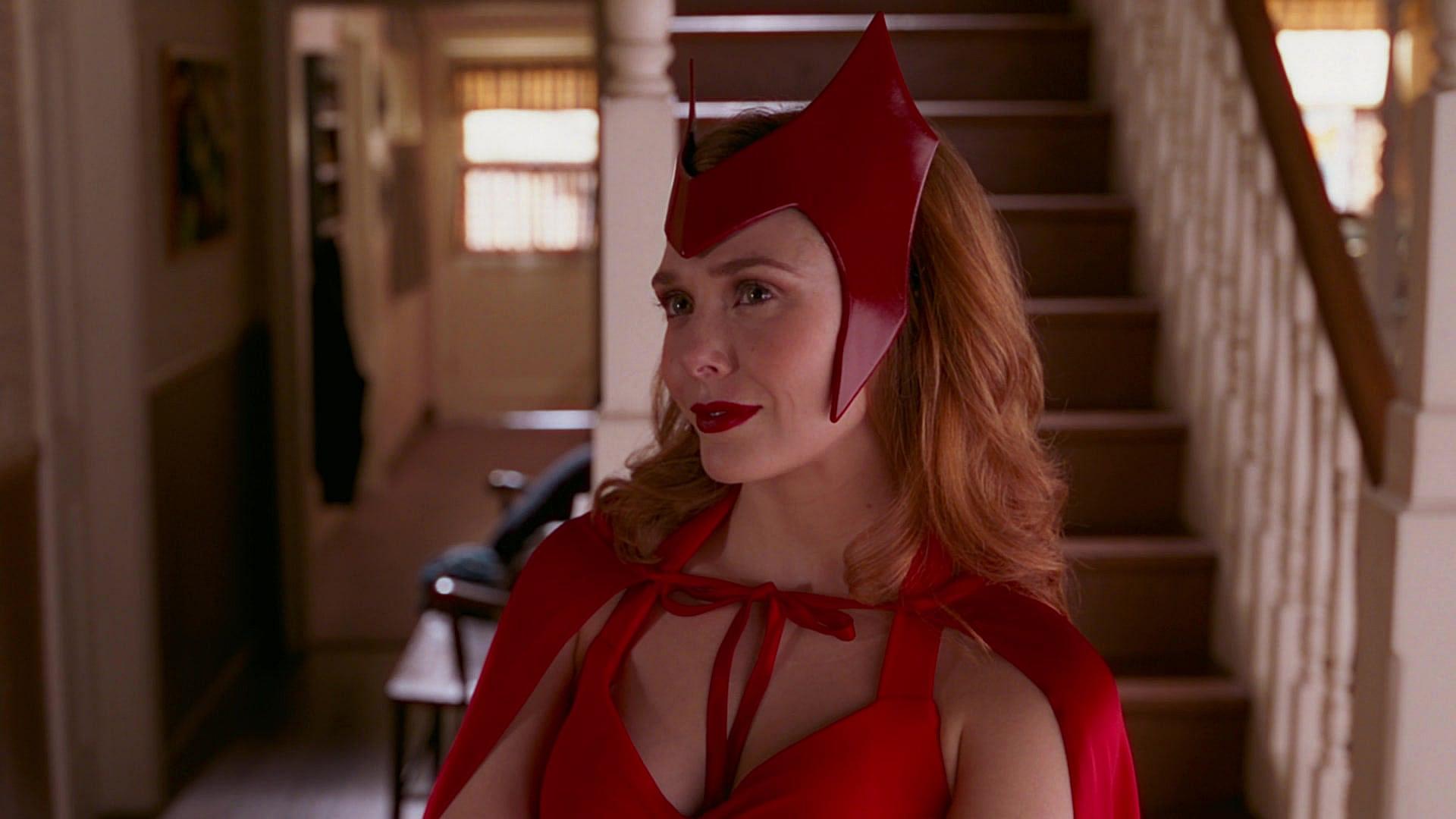 Wanda Maximoff in classic comic costume in WandaVision Season 1 Episode 6, Marvel Entertainment