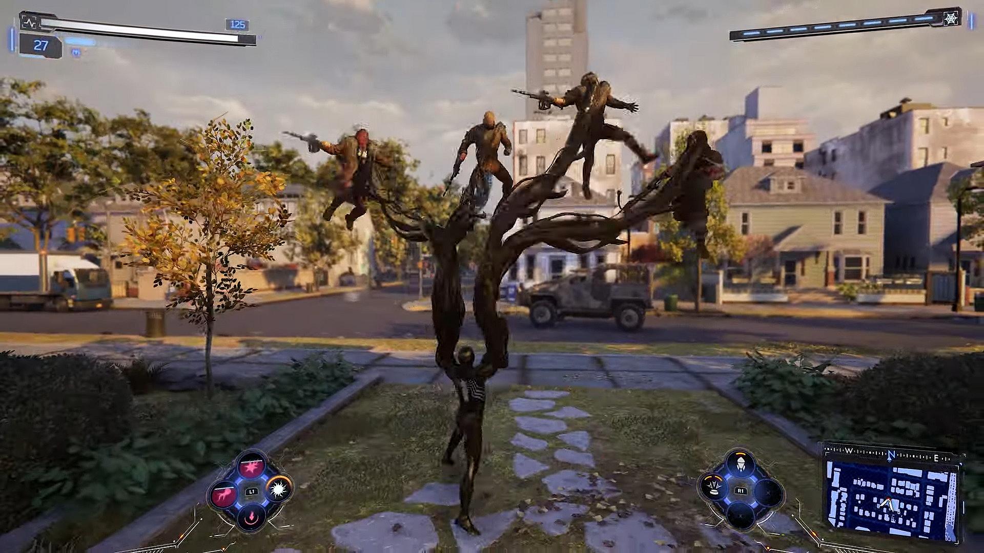 Spider-Man (Yuri Lowenthal) defeats Kraven's thugs in Marvel's Spider-Man 2 (2023), Sony /