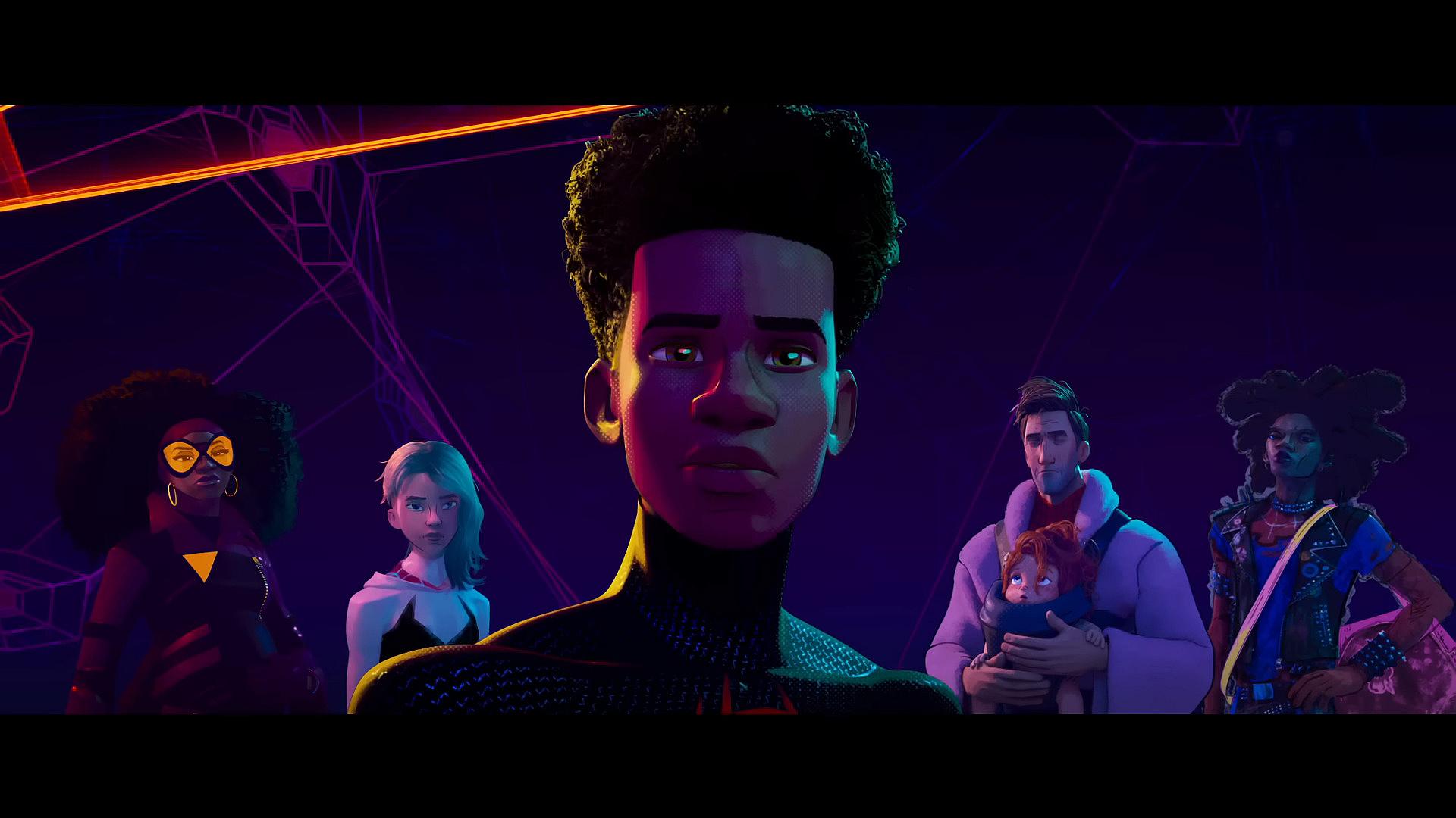 Miles Morales learns about Spider Society's origin in Spider-Man: Across the Spider-Verse (2023)