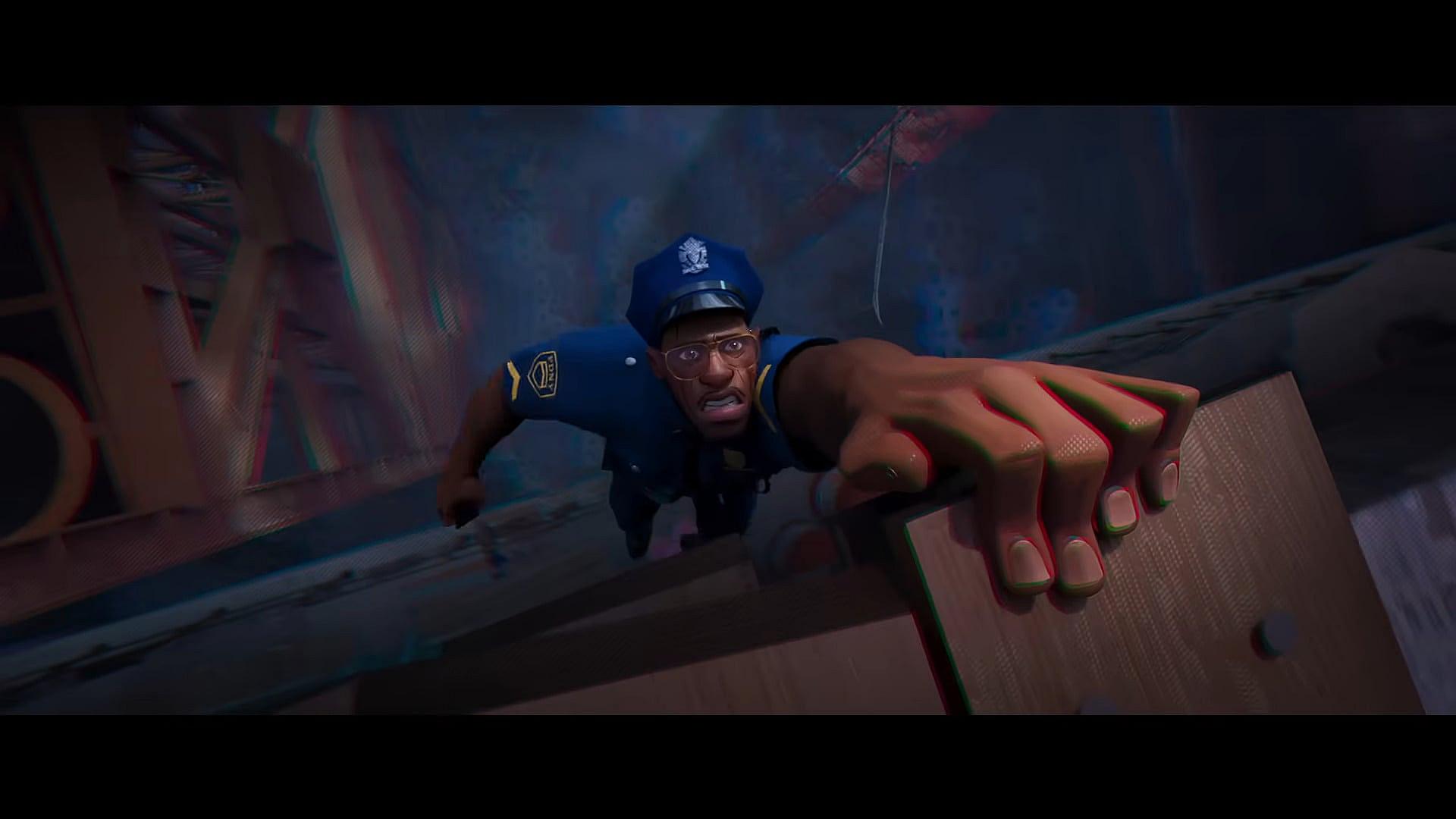 Jefferson Davis hangs on for his life in Spider-Man: Across The Spider-Verse (2023), Sony Pictures