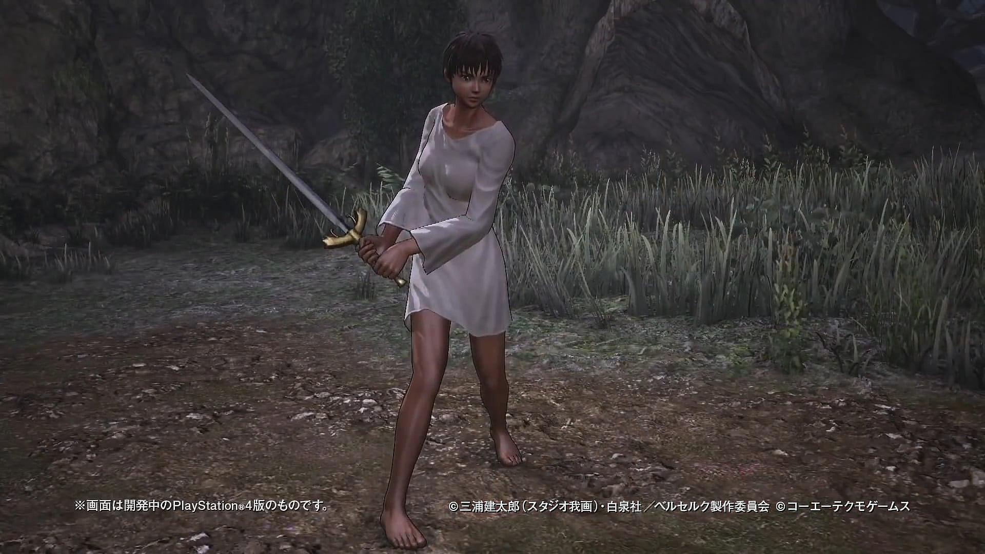 Casca in JP-exclusive wet t-shirt costume in Berserk and the Band of the Hawk (2016), Koei Tecmo