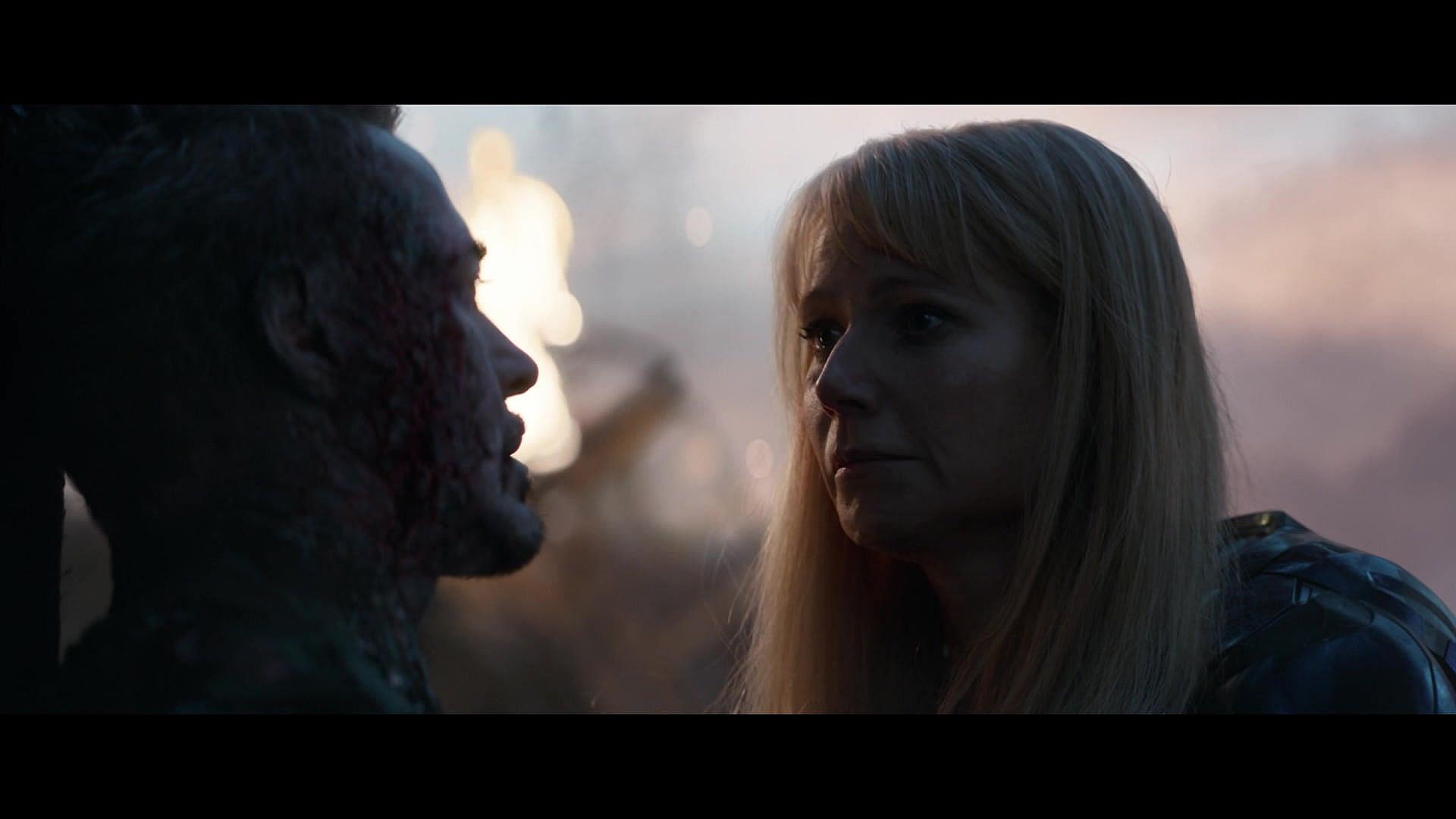 Pepper Potts rushes to Tony Stark's side after he saves universe in Avengers: Endgame (2019)