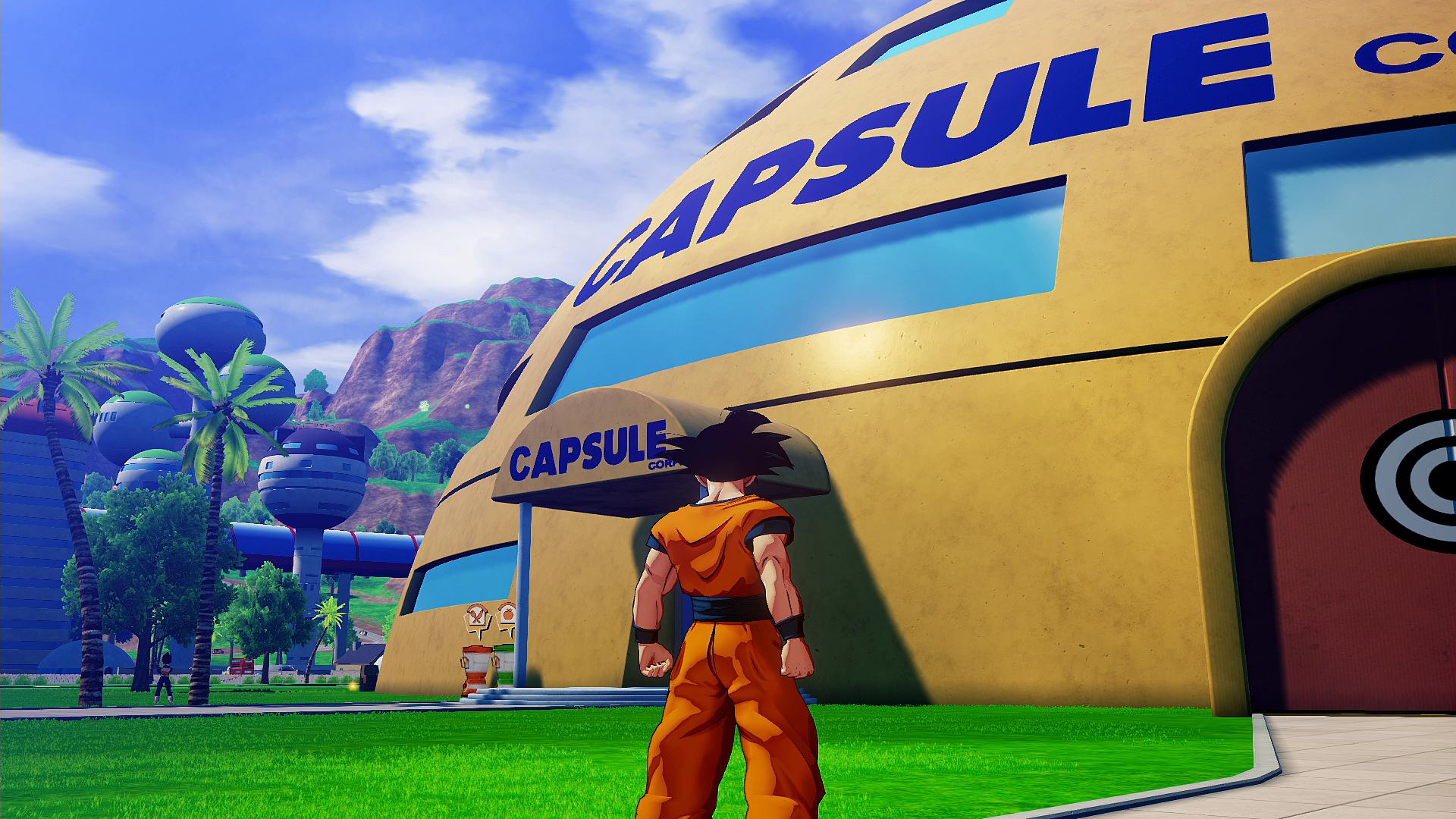 Goku visits Capsule Corp HQ in Dragon Ball Z: Kakarot (2020), Bandai Namco