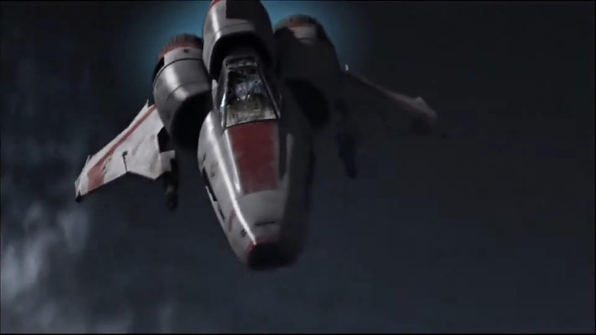Starbuck loses control of her Viper in Battlestar Galactica Season 3 Episode 17 "Maelstrom" (2007)
