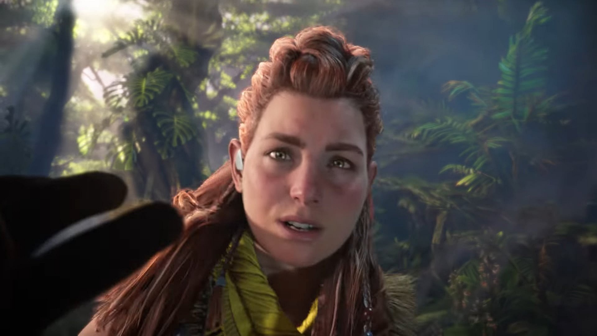 Aloy (Ashly Burch) prepares to fight her way out of the forest in Horizon Forbidden West Gameplay Trailer (2021), Guerilla Games