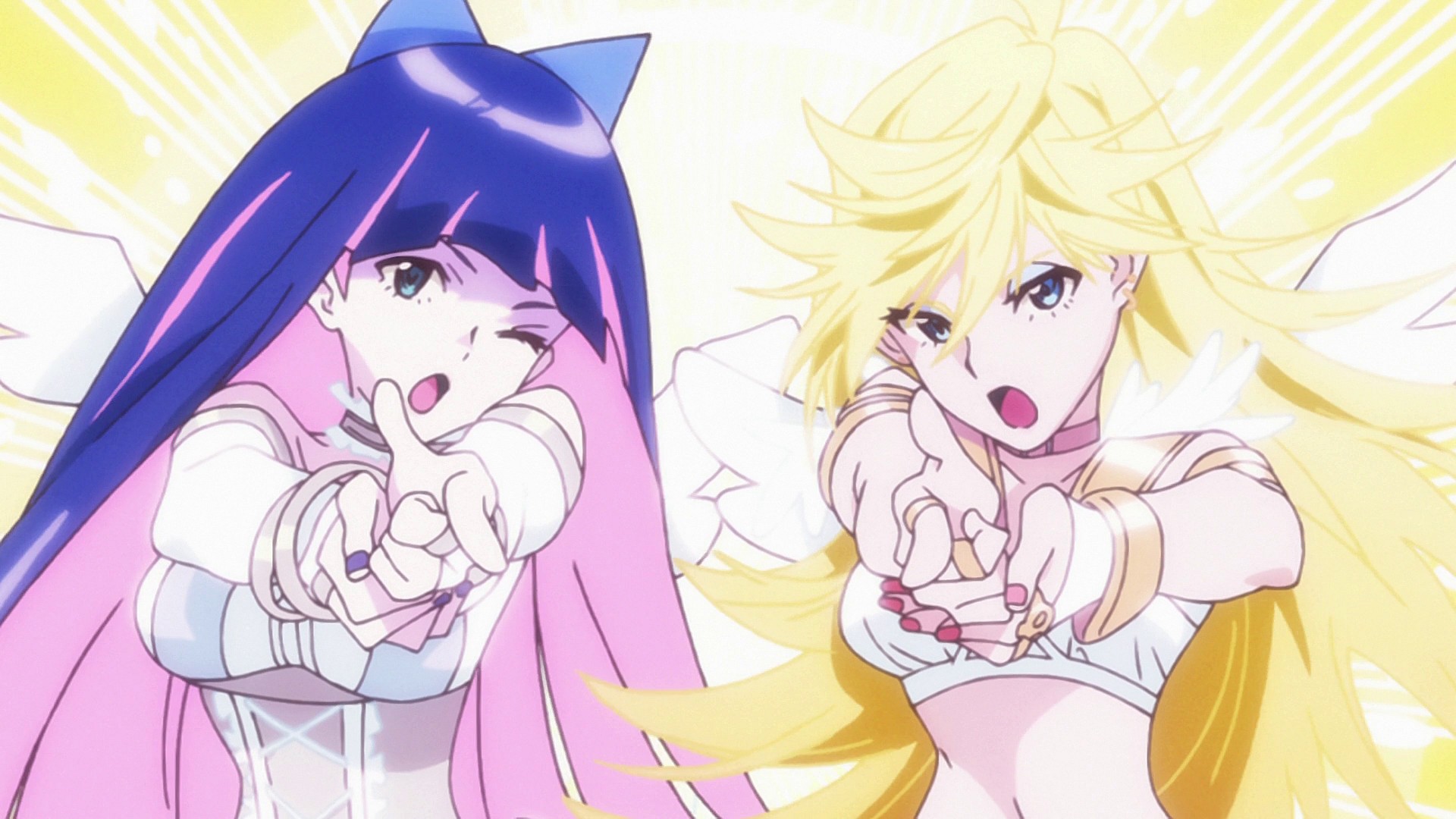 The titular duo takes aim in Panty & Stocking with Garterbelt Season 1 Episode 13 "B---h Girls/B---h Girls: 2 B---h" (2010), Gainax
