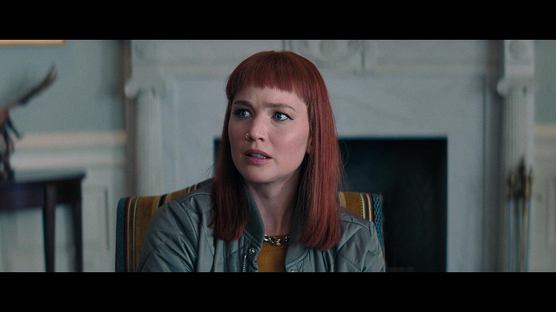 Kate Dibiasky (Jennifer Lawrence) pleads with the White House for help in Don't Look Up (2021), Netflix