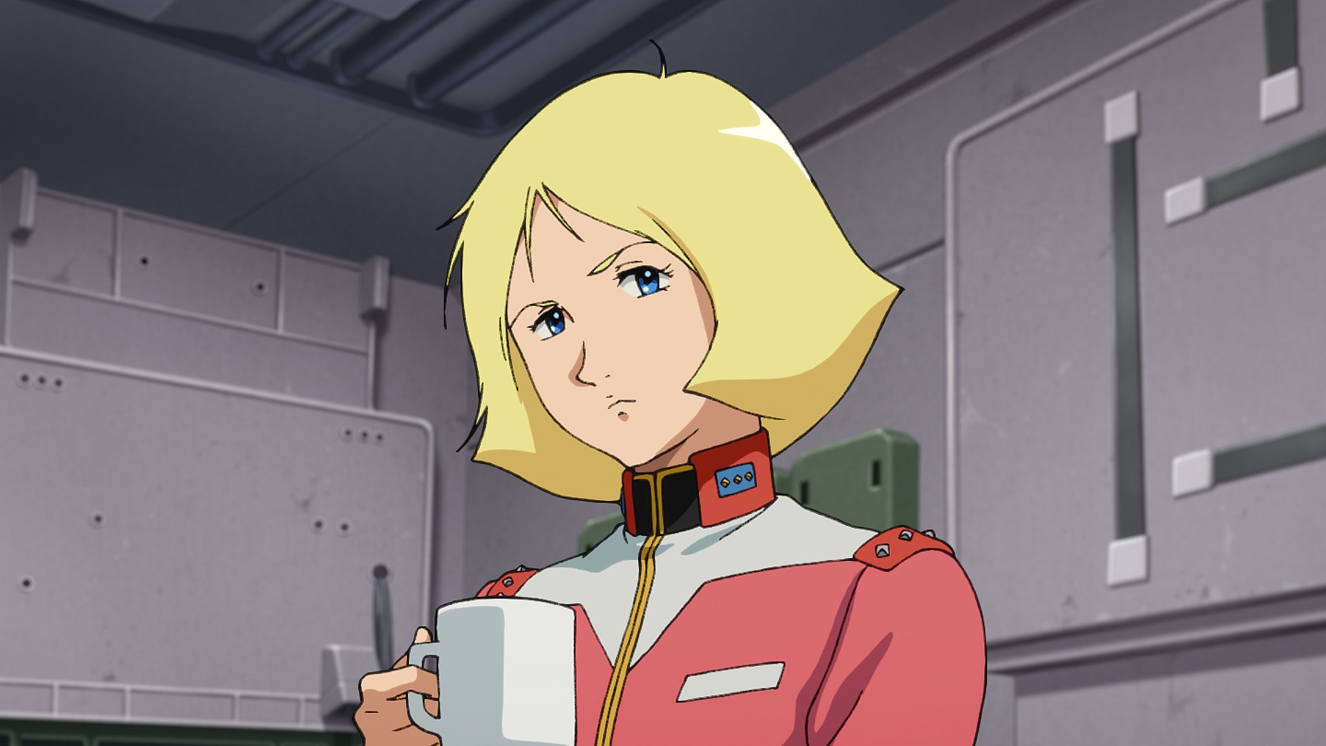 Sayla Mass (Megumi Han) is unsure of Amuro's (Toru Furuya) next move in Mobile Suit Gundam: Cucuruz Doan's Island (2022), ©SOTSU・SUNRISE