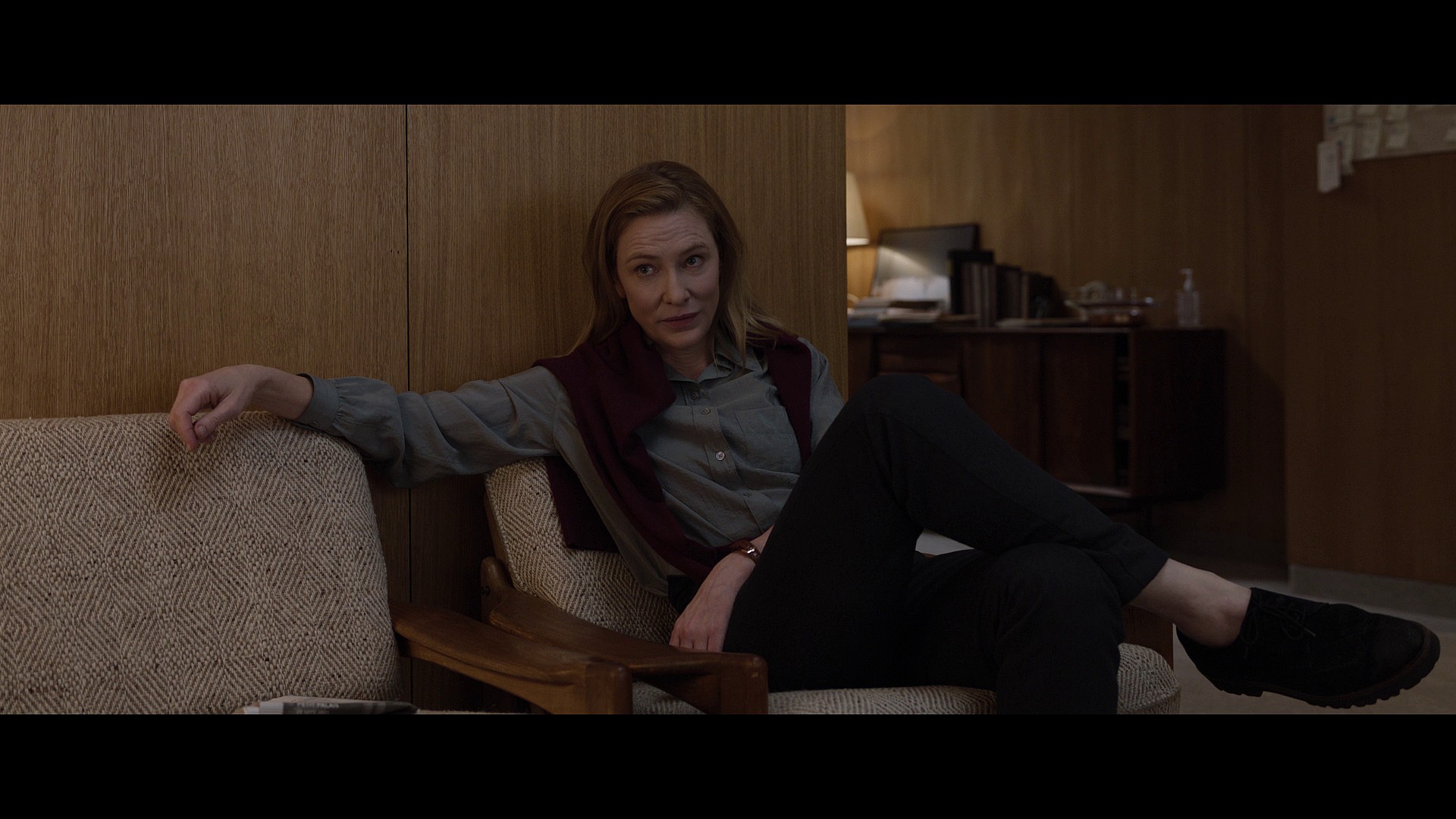 Lydia Tár (Cate Blanchett) speaks about her plan to replace her assistant conductor via Tár (2022), Universal Pictures