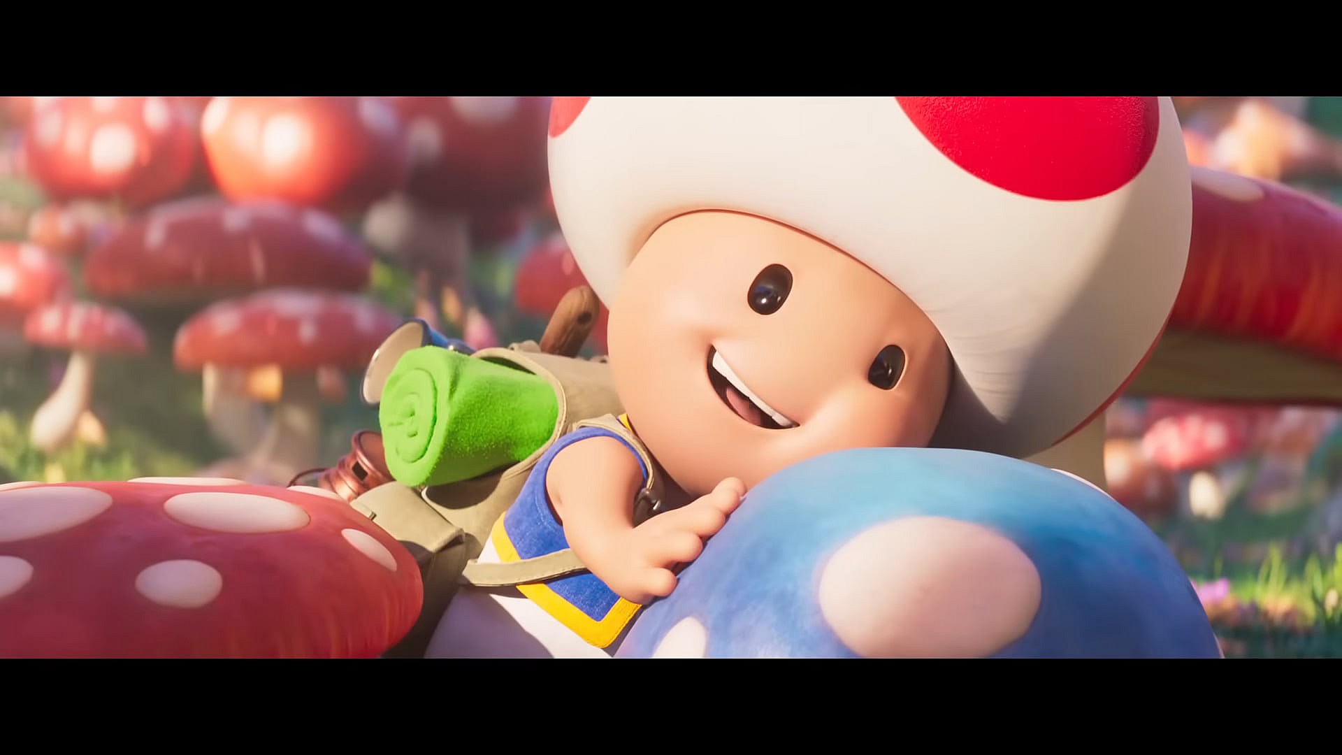 Toad (Keegan Michael-Key) apologizes for scaring Mario (Chris Pratt) in The Super Mario Bros. Movie (2023), Illumination via YouTube