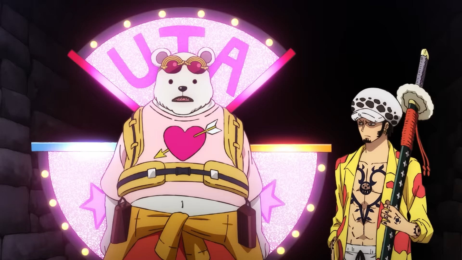 Trafalgar D. Law accompanies his crewmate Beppo to Uta's concert in One Piece Film: Red (2022), Toei Animation via YouTube