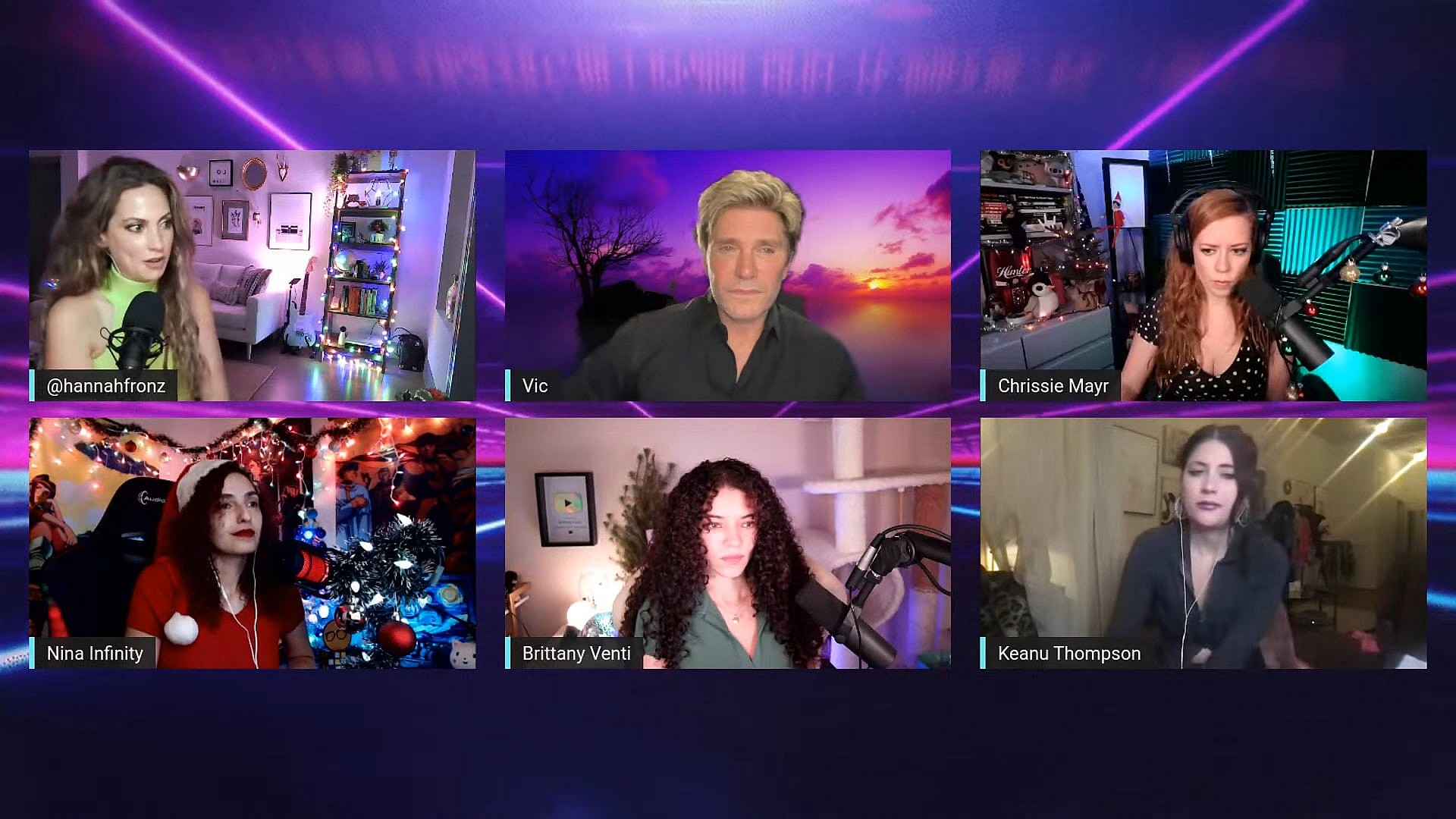 Hannah Fronz, Vic Mignogna, Chrissie Mayr, Nina Infinity, Brittany Venti, and Keanu Thompon on LIVE SimpCast 53 via YouTube