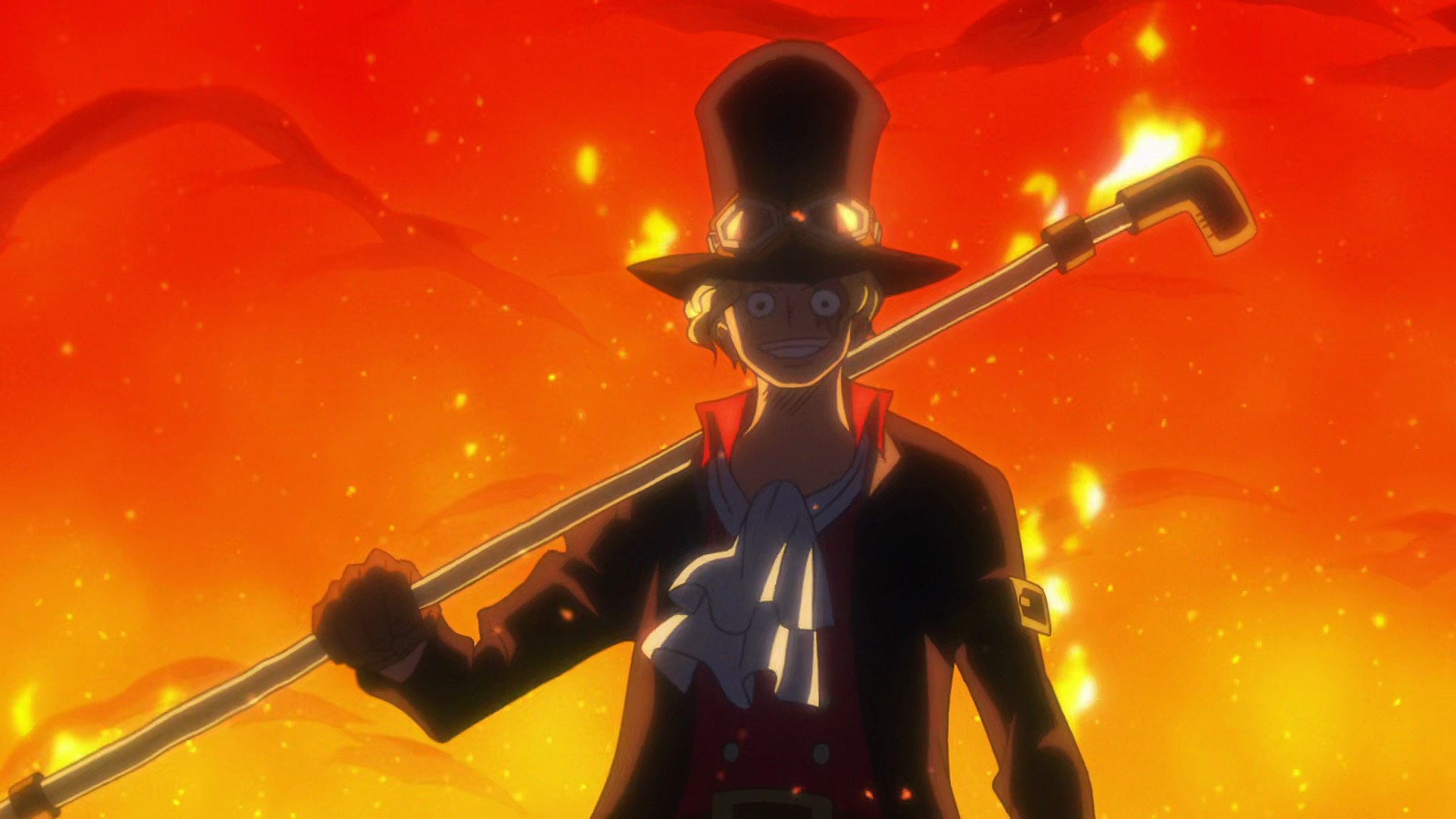 Sabo (Vic Mignogna) tells CP0 to stay out of his brother's way in One Piece Film: Gold (2016), Toei Animation via Blu-ray