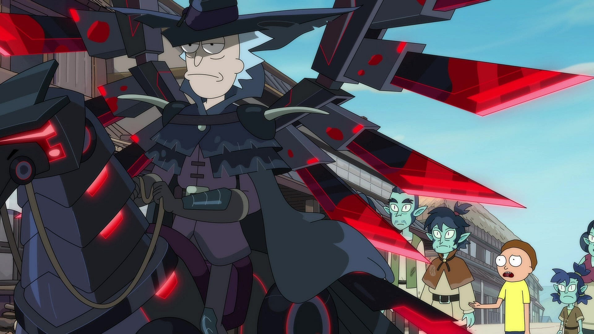 Rick (Justin Roiland) abandons Morty (Justin Roiland) for life as an anime hero in  Rick and Morty Season 5 Episode 10 "Rickmurai Jack" (2021), Adult Swim