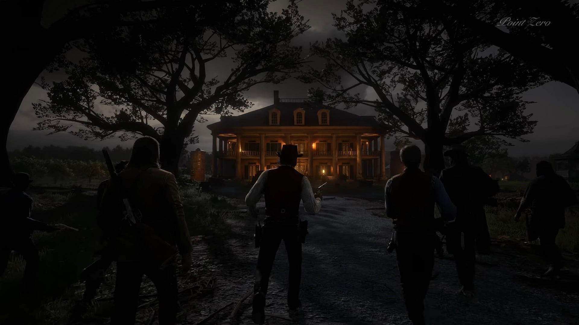 The Van der Linde gang ride to Braithwaite Manor to rescue Jack Marston in Red Dead Redemption 2 (2018), Rockstar Games