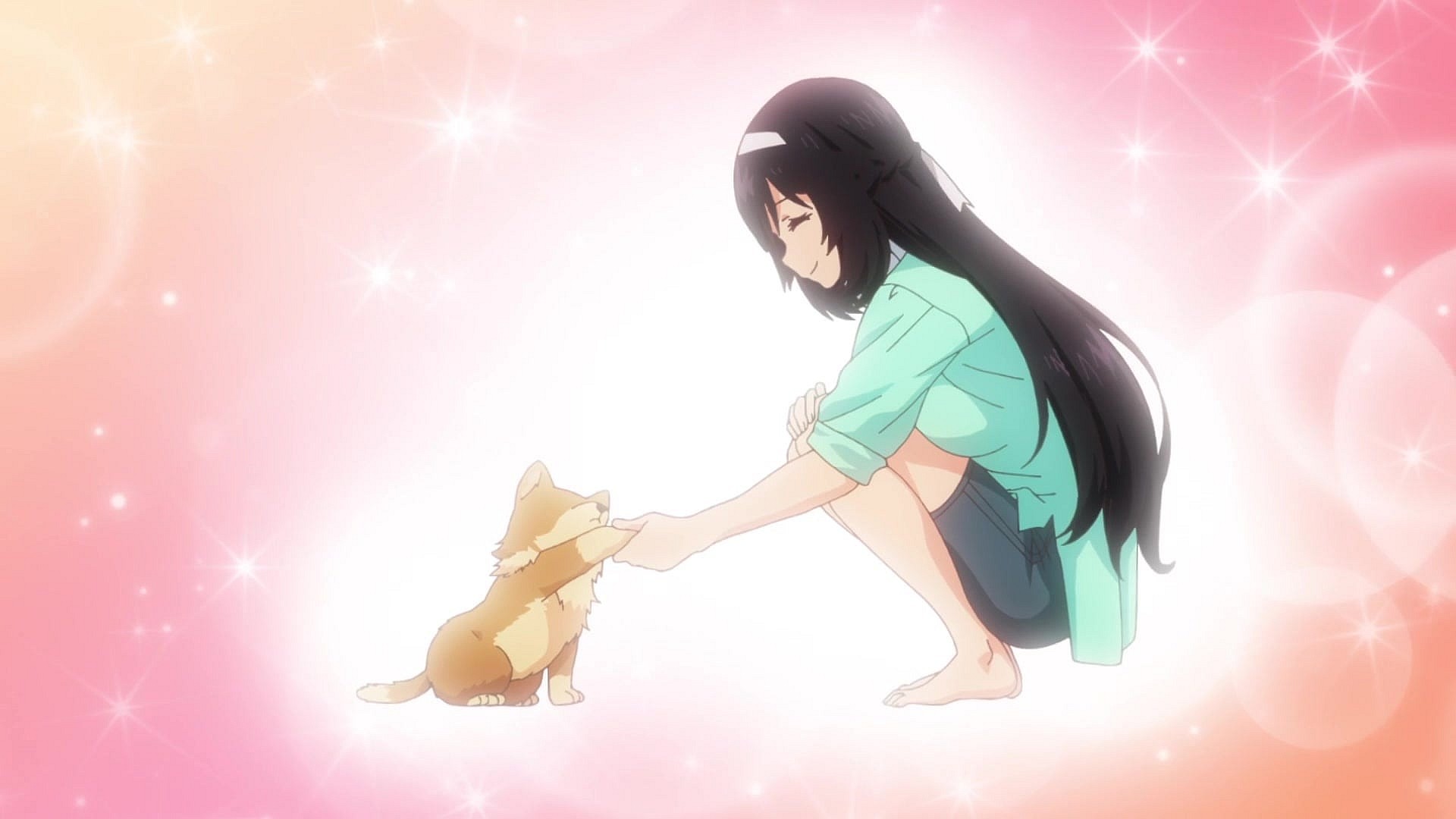 Mike Nekotani (Mayu Sagara) shakes Pochita's (Shūichirō Umeda) paw in My Life as Inukai-san's Dog Episode 1 "Shake." (2023), Quad via HIDIVE