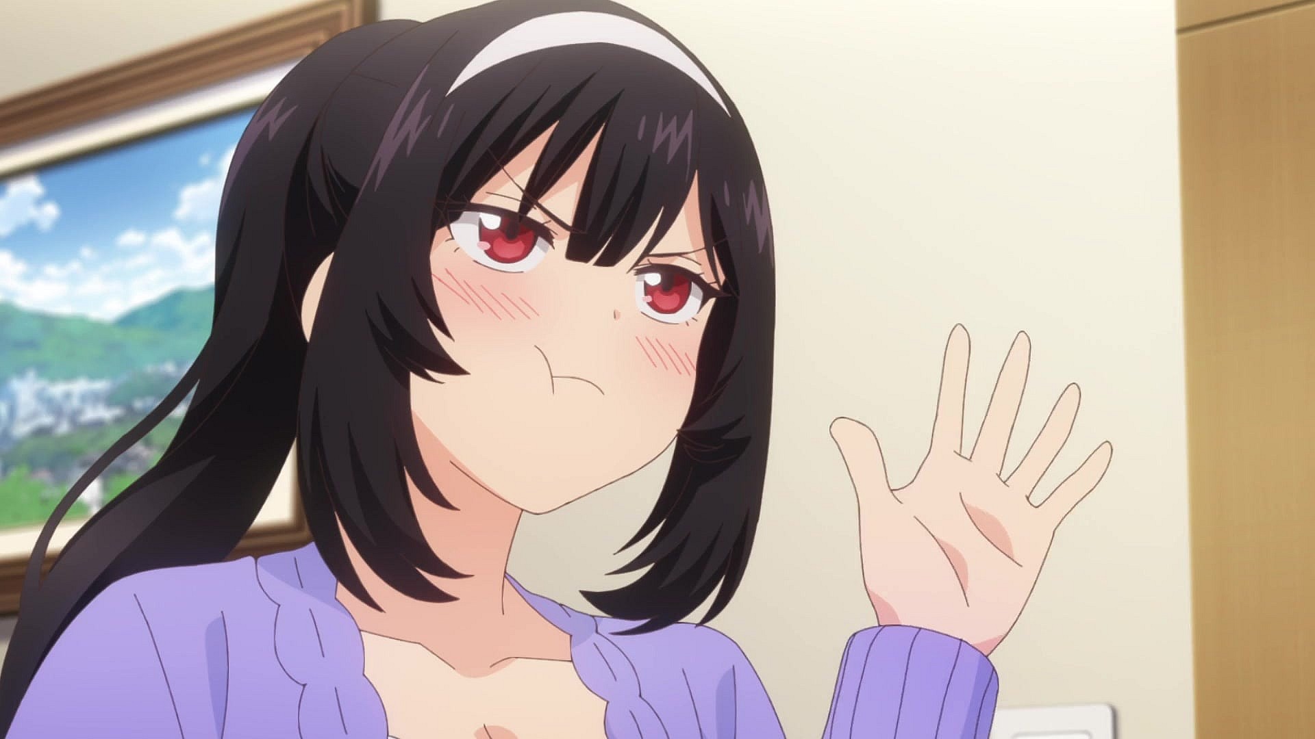 Karen Inukai (Saya Aizawa) waves good-bye to Mike Nekotani (Mayu Sagara) in My Life as Inukai-san's Dog Episode 3 "Scaredy-Cat." (2023), Quad via HIDIVE 