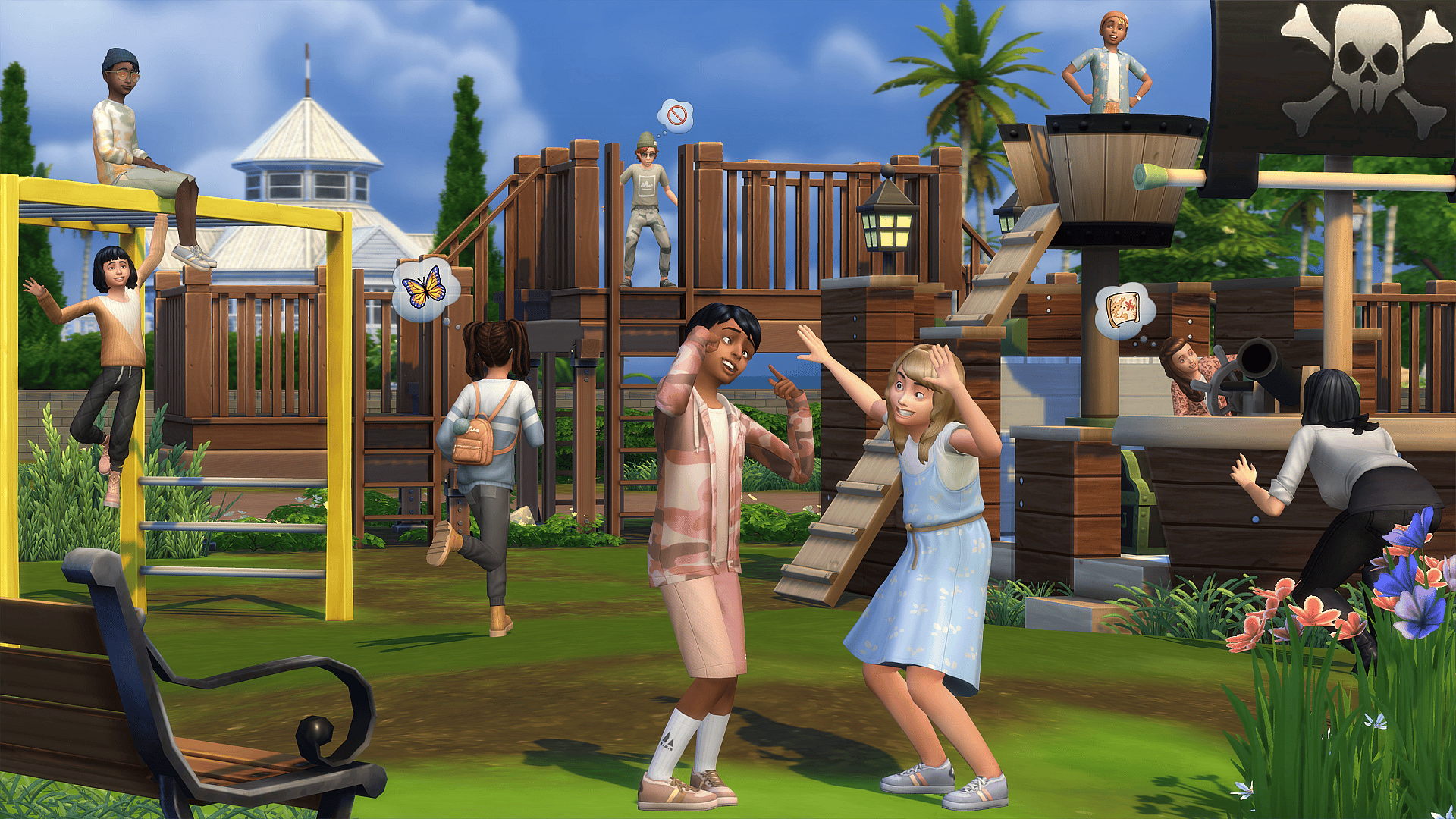 Children play in the park via The Sims First Fits Kit (2022), Electronic Arts