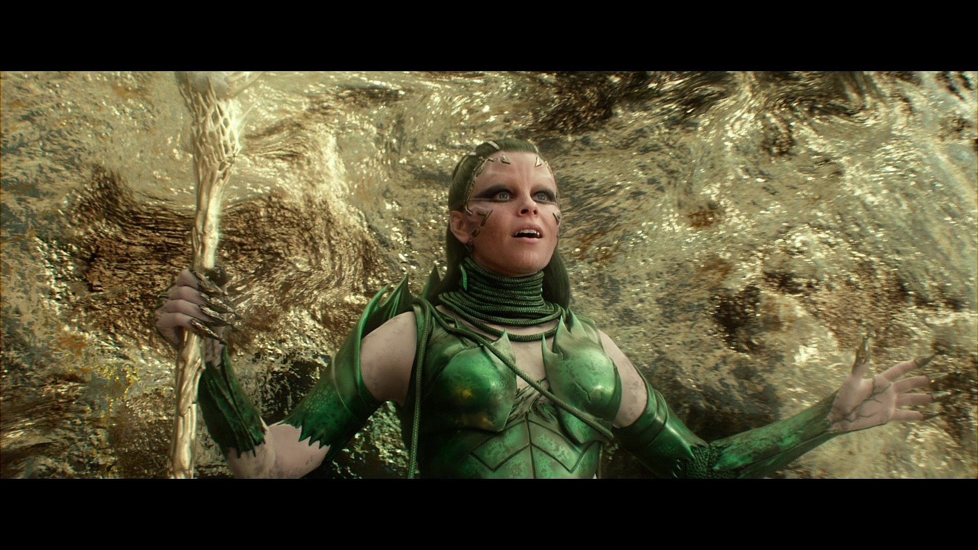 Rita Repulsa (Elizabeth Banks) prepares to fuse with Goldar in Power Rangers (2017), Lionsgate Films