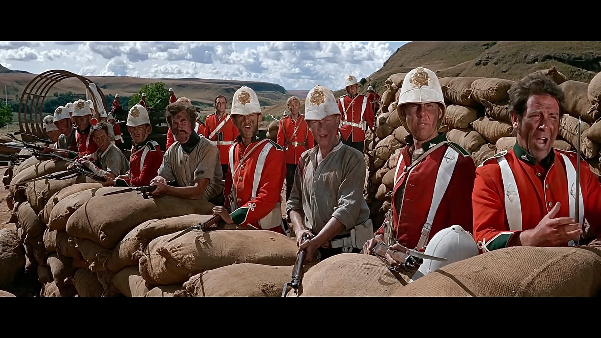 The British Army sing the Welsh song "Men of Harlech" as the Zulu approach for their final showdown in Zulu (1964), Diamond Films