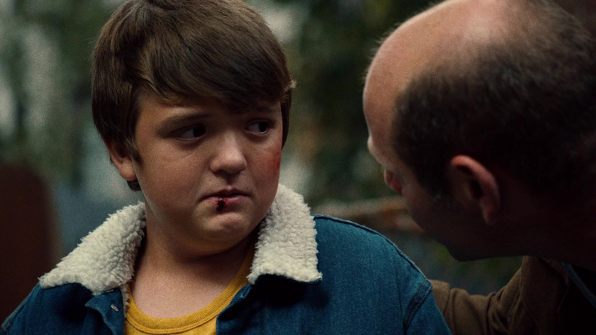 Wilson Fisk (Cole Jensen) learns a life lesson from his father Bill (Domenick Lombardozzi) in Daredevil Season 1 Episode 8 "Shadows in the Glass" (2015), Marvel Entertainment