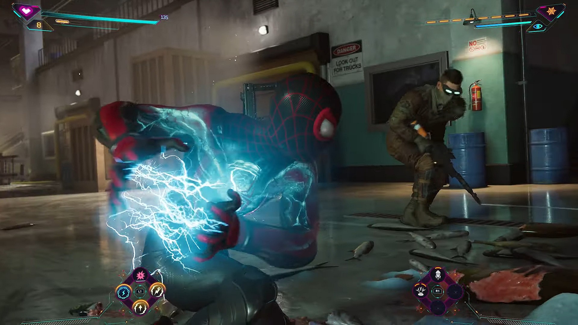 Miles Morales (Nadji Jeter) makes a last-ditch effort to stop Kraven (TBA) in Marvel's Spider-Man 2 (2023), Sony / Insomniac Games