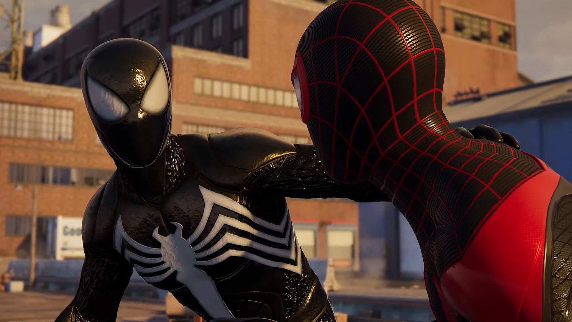 Spider-Man (Yuri Lowenthal) tells Miles Morales (Nadji Jeter) to sit out the fight in Marvel's Spider-Man 2 (2023), Sony / Insomniac Games