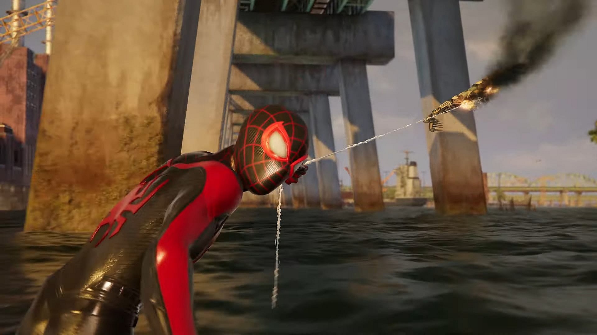 Ganke (TBA) takes Miles Morales (Nadji Jeter) for a ride in Marvel's Spider-Man 2 (2023), Sony / Insomniac Games