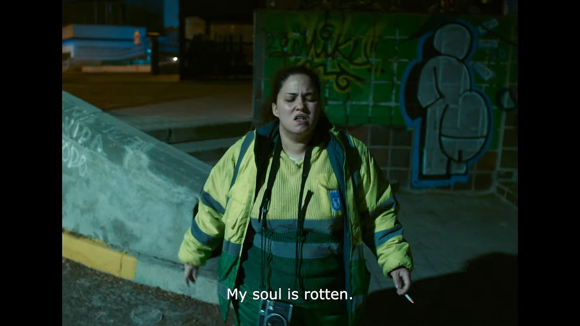 Adela (Laura Galan) gives in to her rage in One Night with Adela (2023), ConUnPack