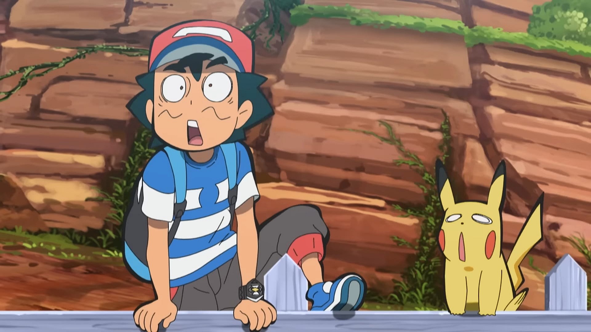 Ash and Pikachu are shocked at the actual size of a Golurk in Pikachu vs. Golurk | Pokémon the Series: Sun & Moon—Ultra Legends | Official Clip
