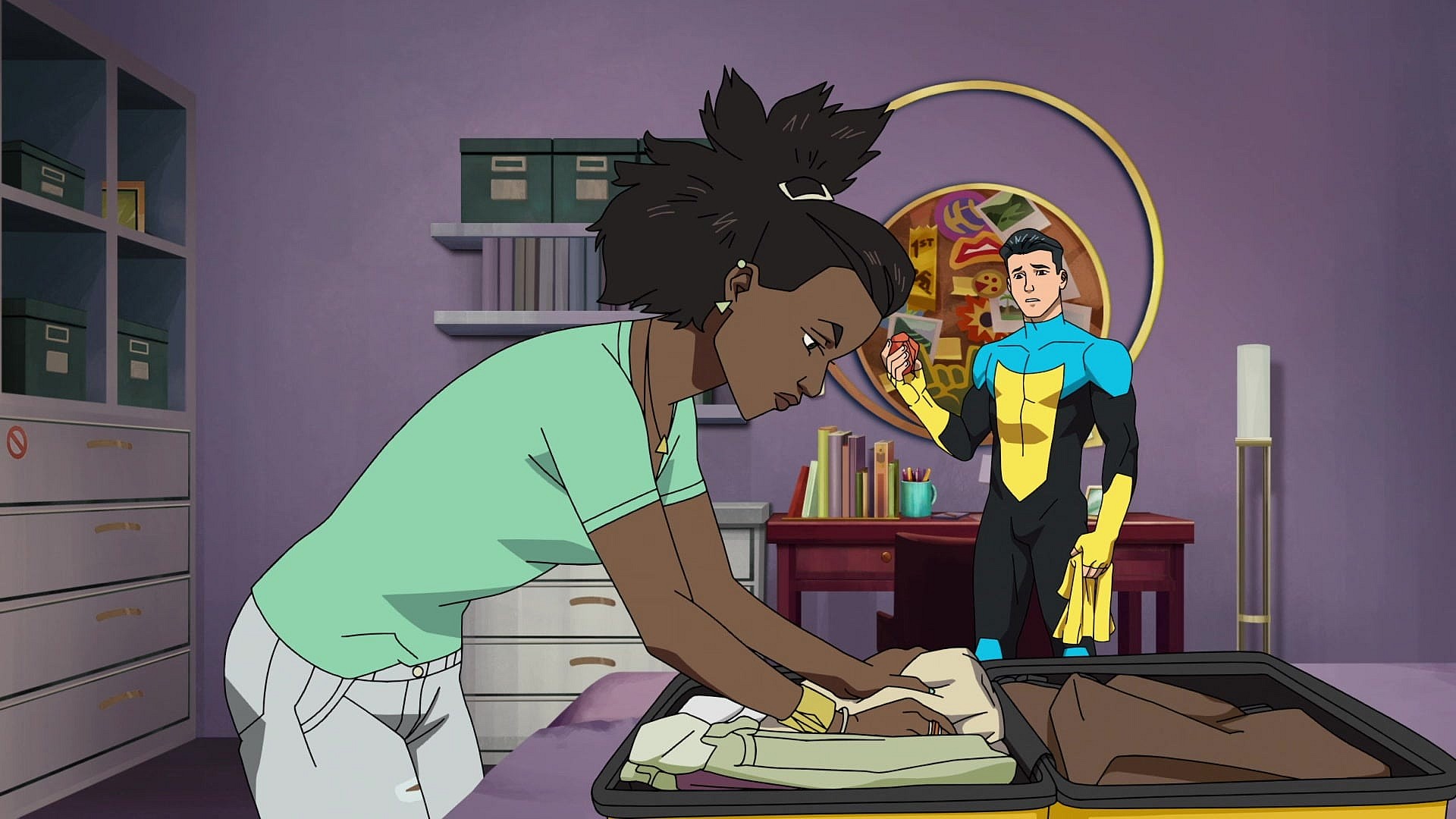 Amber Bennett (Zazie Beetz) is unhappy that Mark Grayson (Steven Yeun) did not immediately tell her his secret in Invincible Season 1 Episode 7 "We Need To Talk" (2021), Amazon