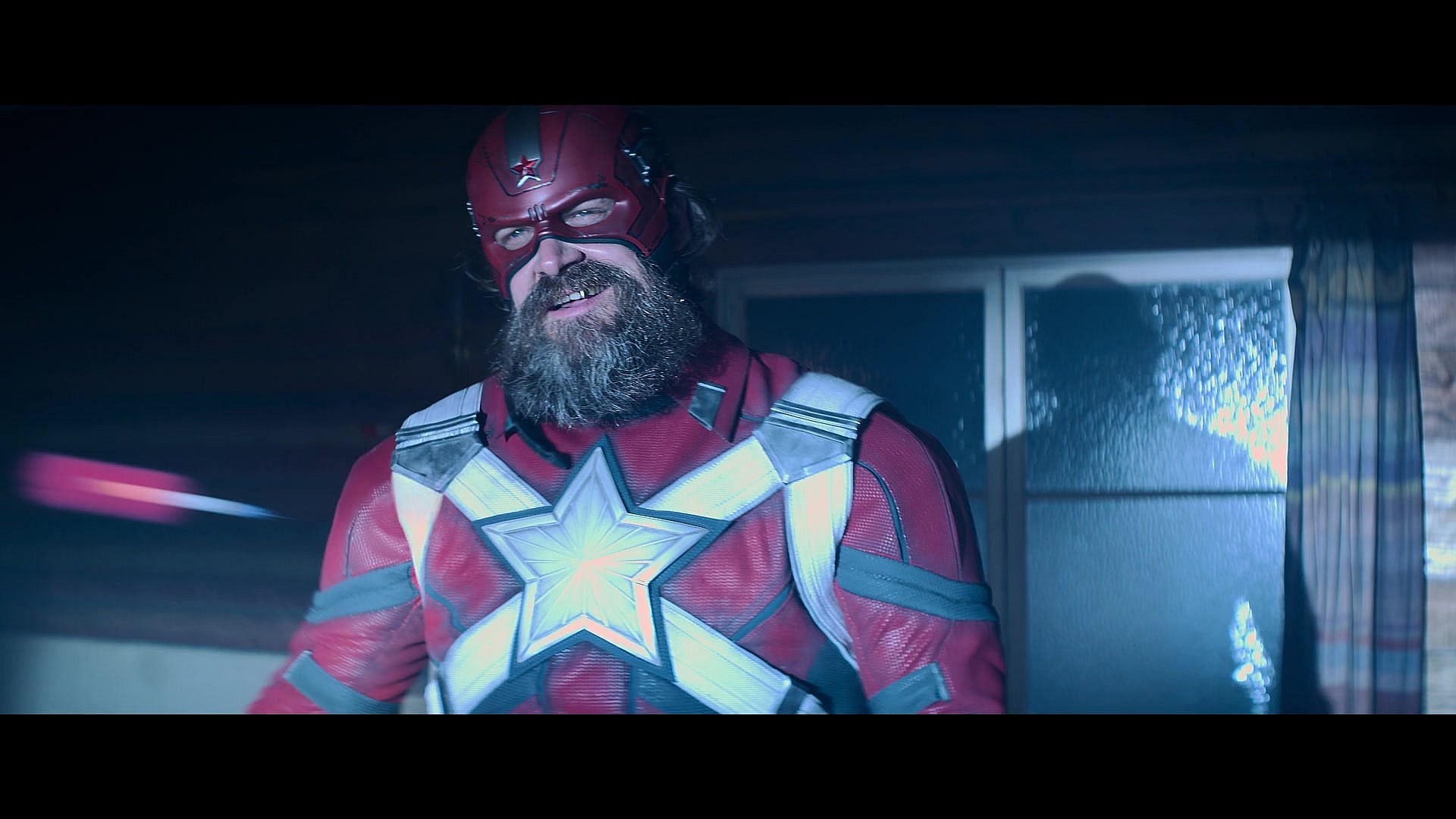 Red Guardian (David Harbour) is shot with a tranquilizer dart in Black Widow (2021), Marvel Entertainment