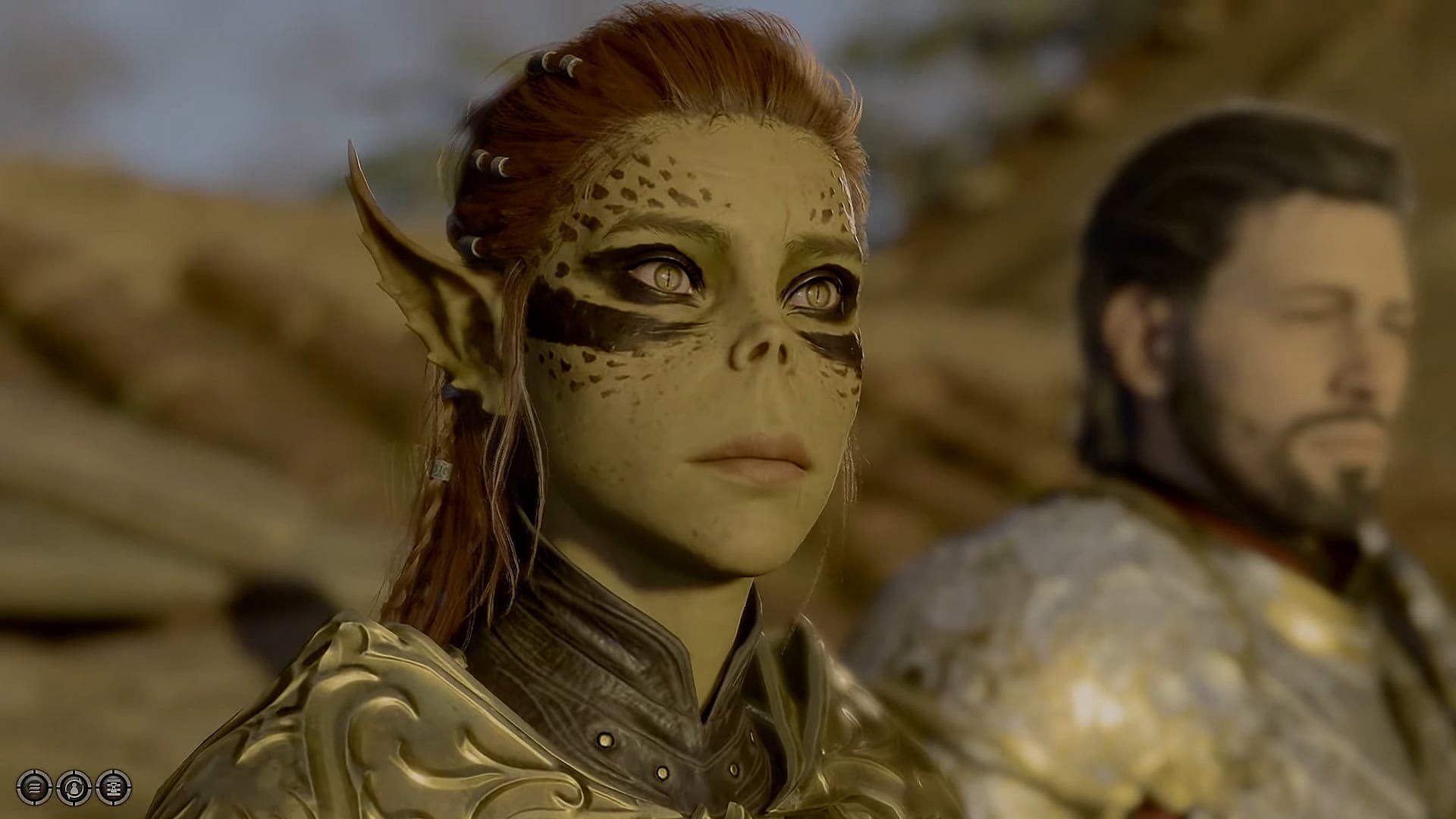 Lae'Zel (Devora Wilde) looks to the sunset in Baldur's Gate 3 (2023), Larian Studios