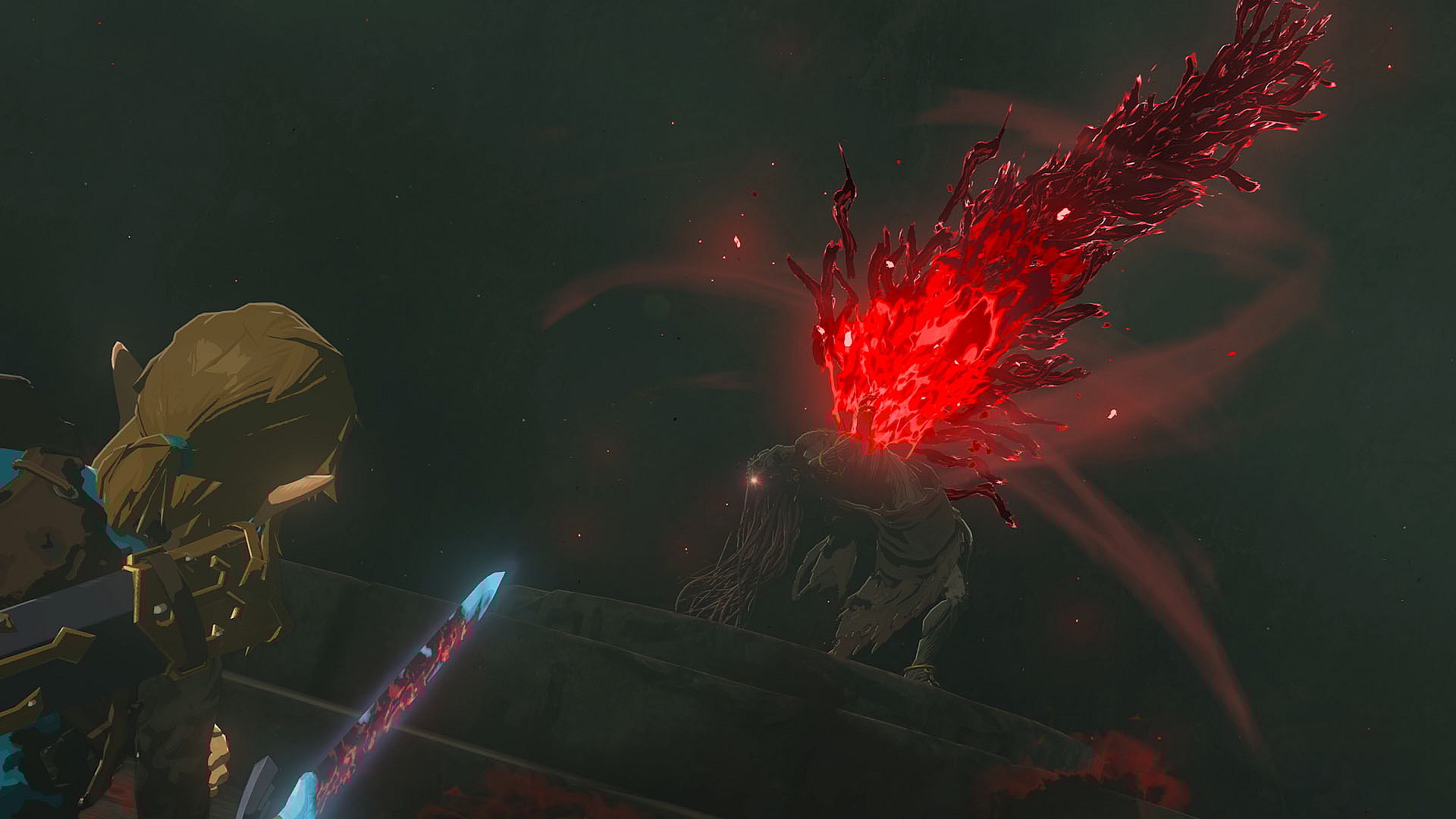 Link (Kengo Takanashi)  stands before an ancient evil in The Legend of Zelda: Tears of the Kingdom (2023), Nintendo