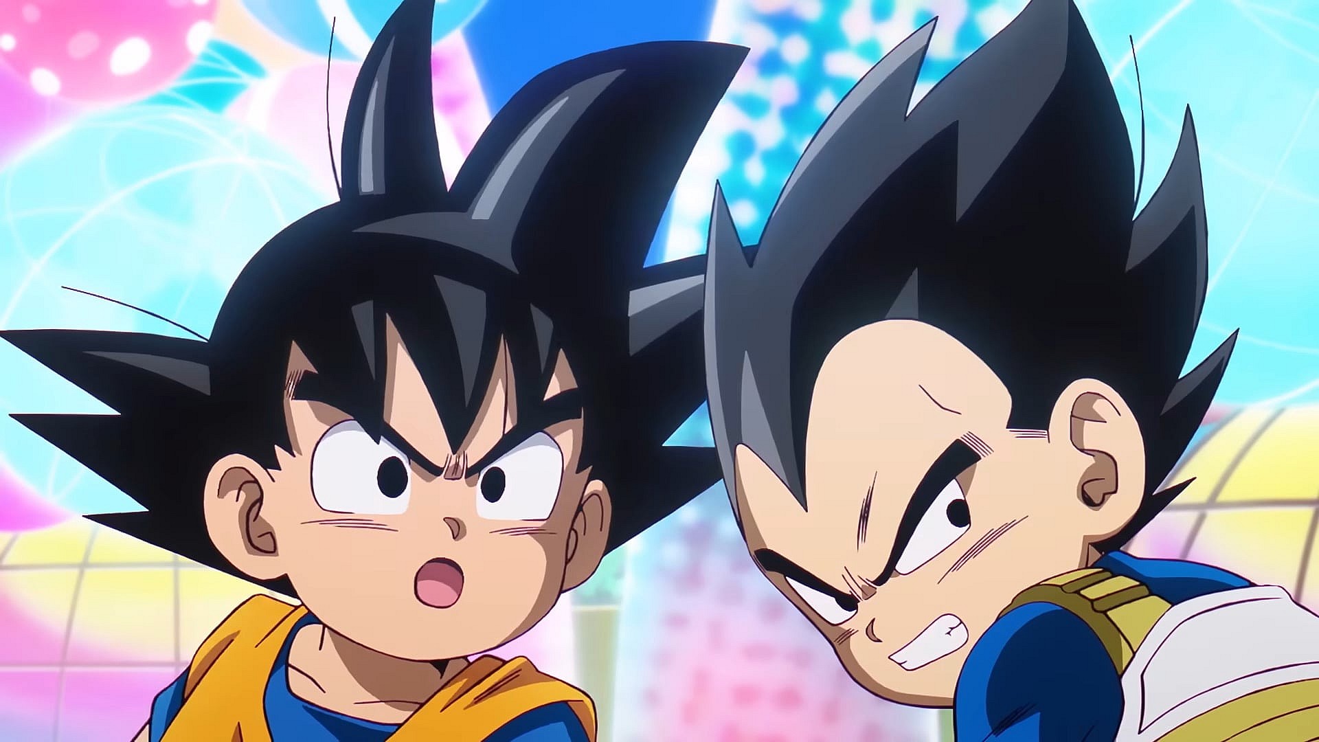 Goku (Masako Nozawa) and Vegeta (Ryō Horikawa) bicker over their current predicament in Dragon Ball Daima (2024), Toei Animation