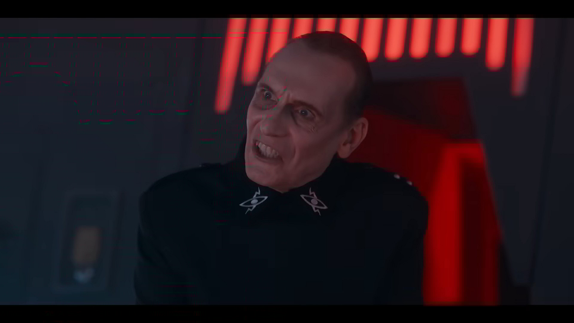 Davros (Julian Bleach) scolds Mr Castavillian Mawaan Rizwan) in Doctor Who "Destination: Skaro" (2023), BBC