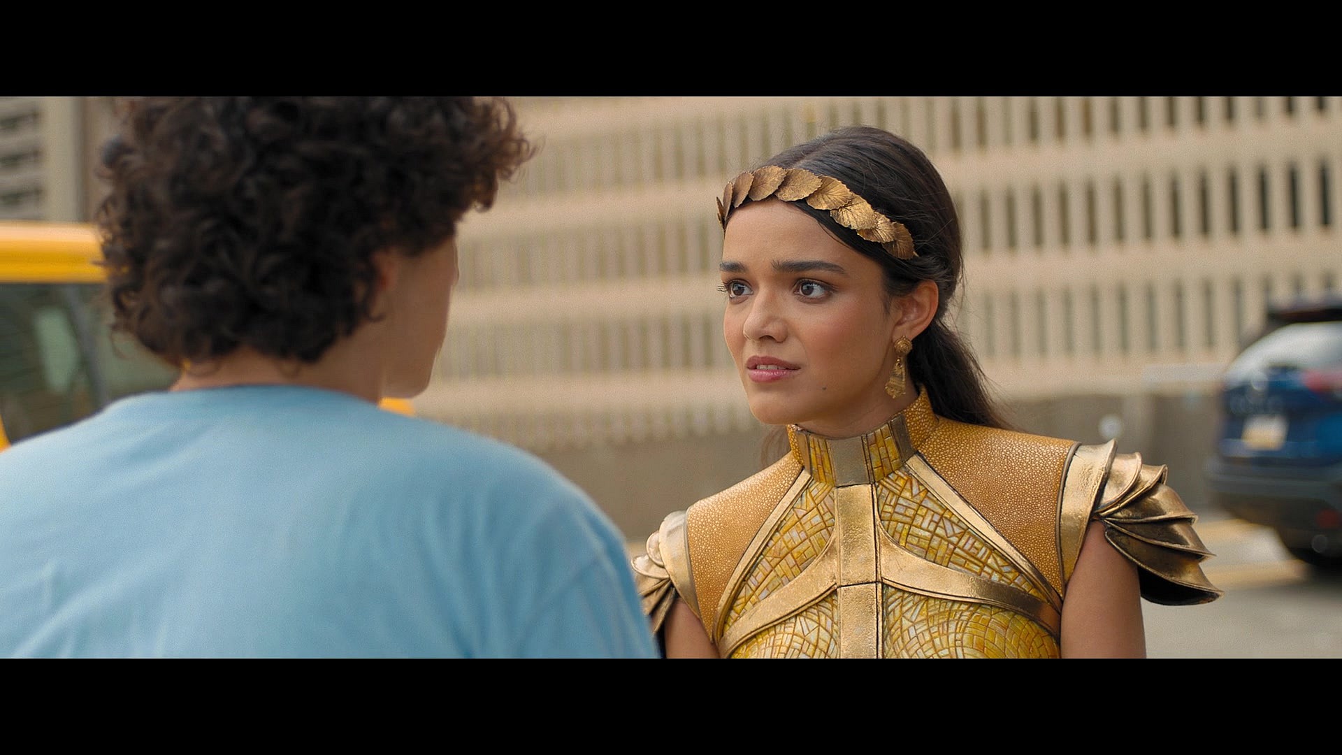 Anthea (Rachel Zegler) asks Freddy (Jack Dylan Grazer) to trust her in Shazam! Fury of the Gods (2023), Warner Bros. Discovery