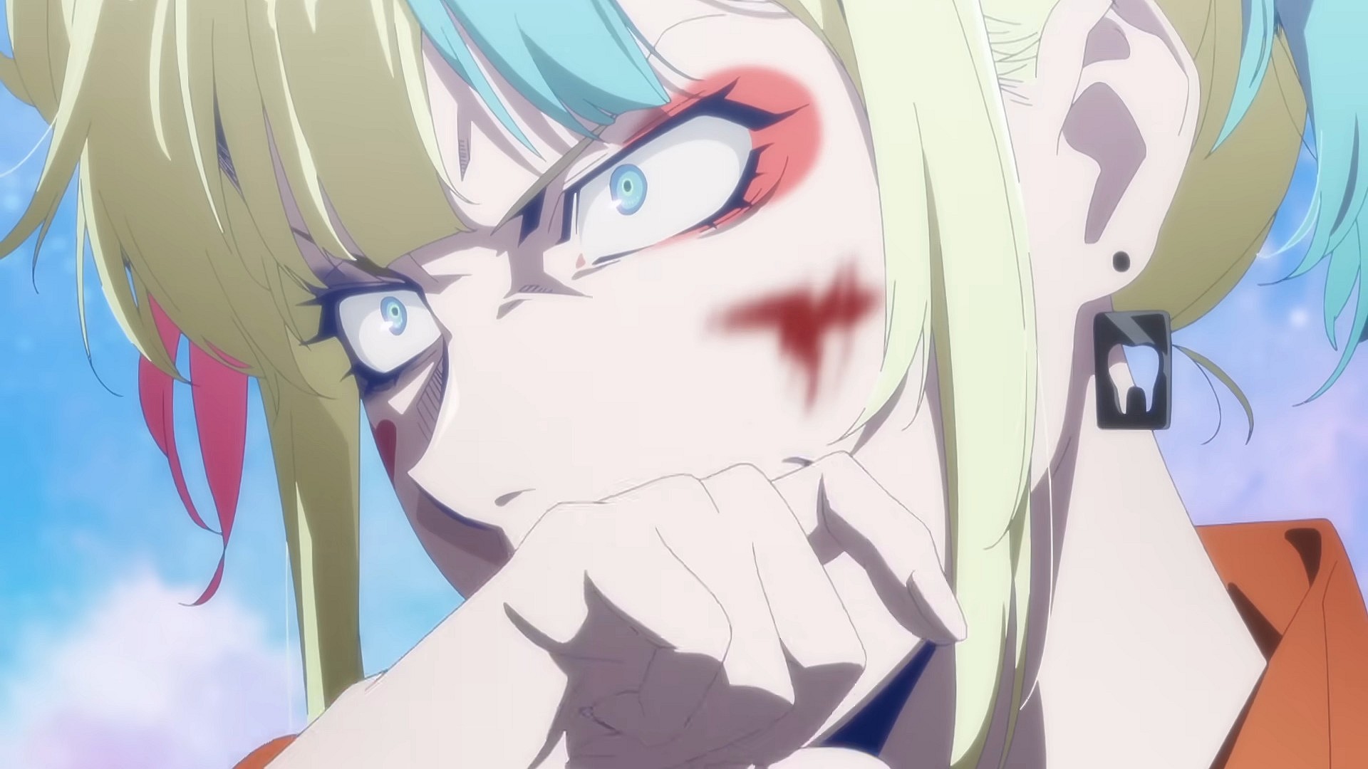 Harley Quinn (Anna Nagase) gets serious in Suicide Squad ISEKAI (2023), Warner Bros. Japan