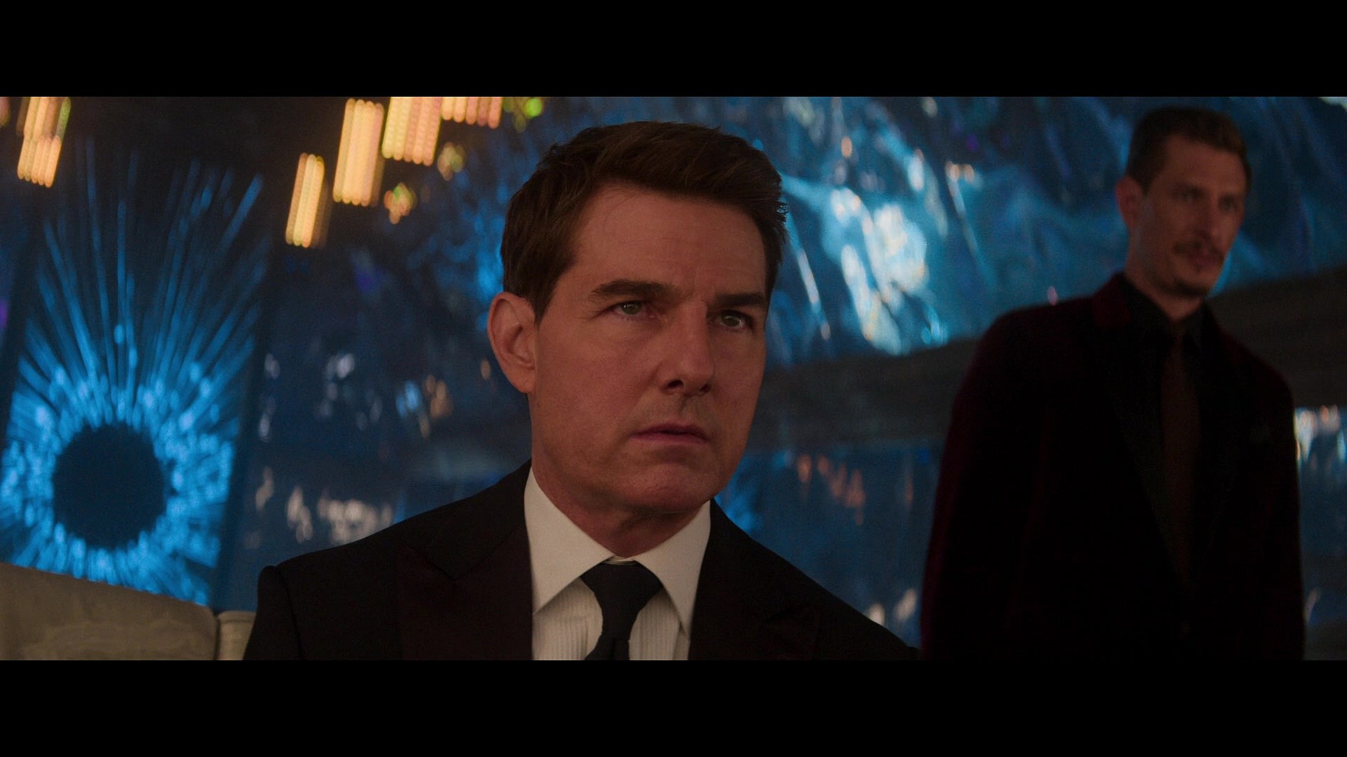Ethan (Tom Cruise) discovers Grace's (Hayley Atwell) true motives in Mission Impossible - Dead Reckoning: Part One (2023), Paramount Pictures