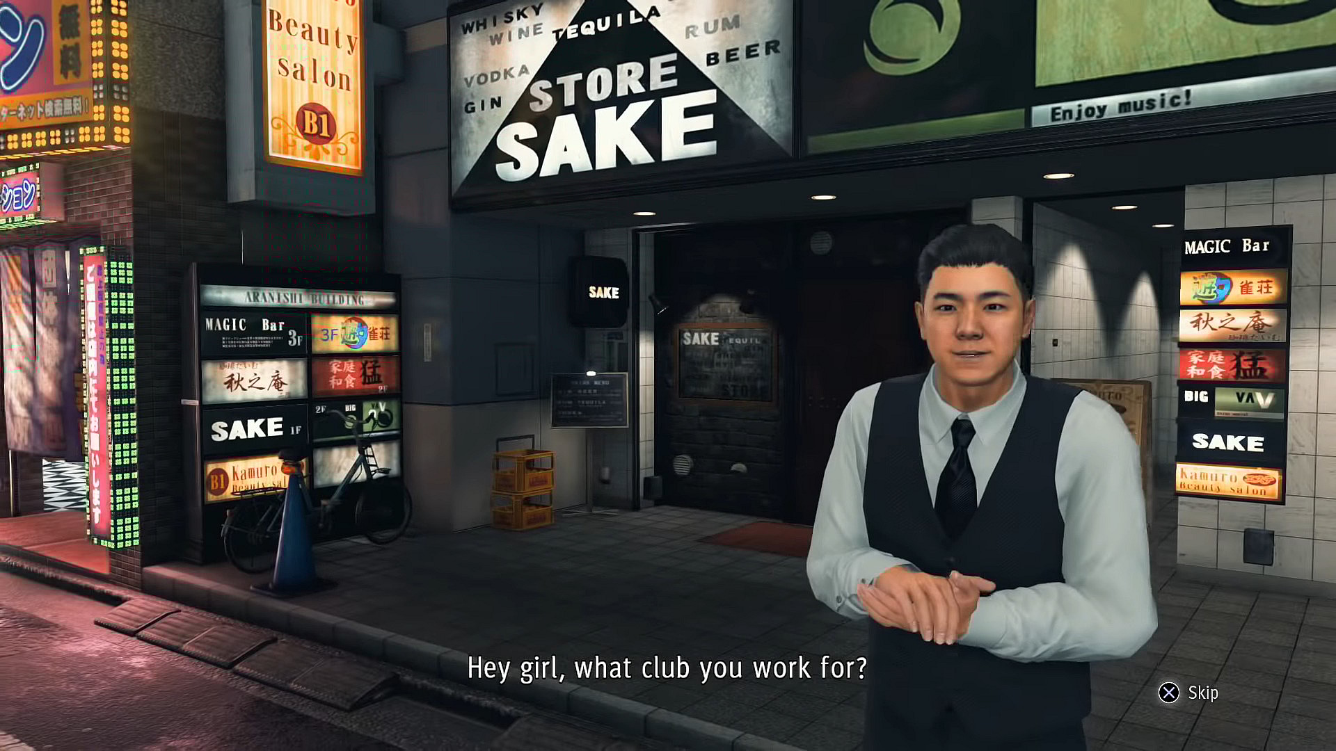 Saori Shirosaki (Yuko Kaida/Aimee Castle) gets catcalled in the street in Judgment (2018), Sega